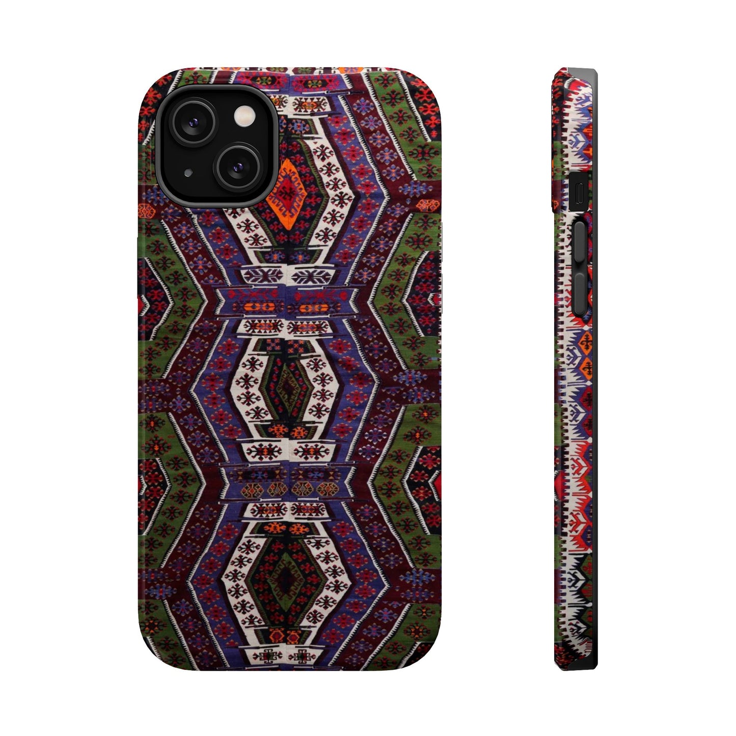 Purple and Green Geometric Design - Iphone Magnetic Tough Case