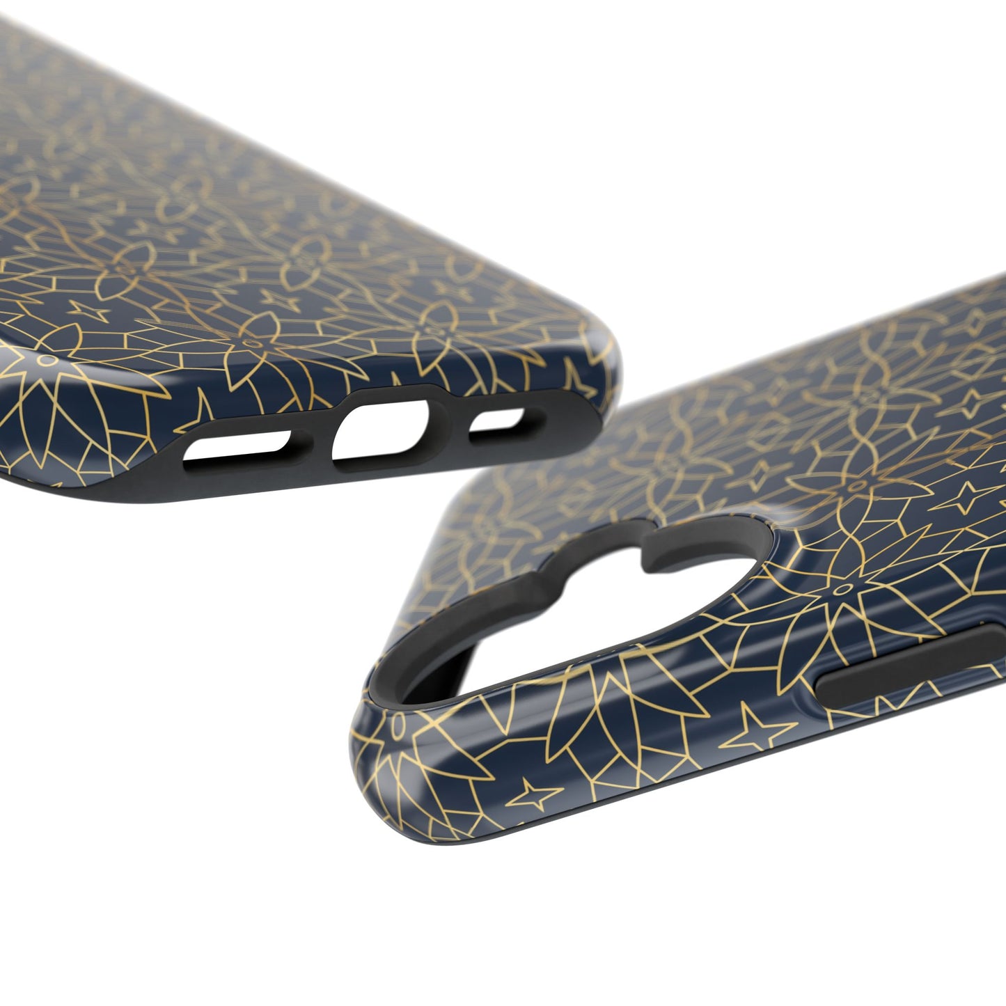 Navy and Gold Geometric Design Iphone Magnetic Tough Case