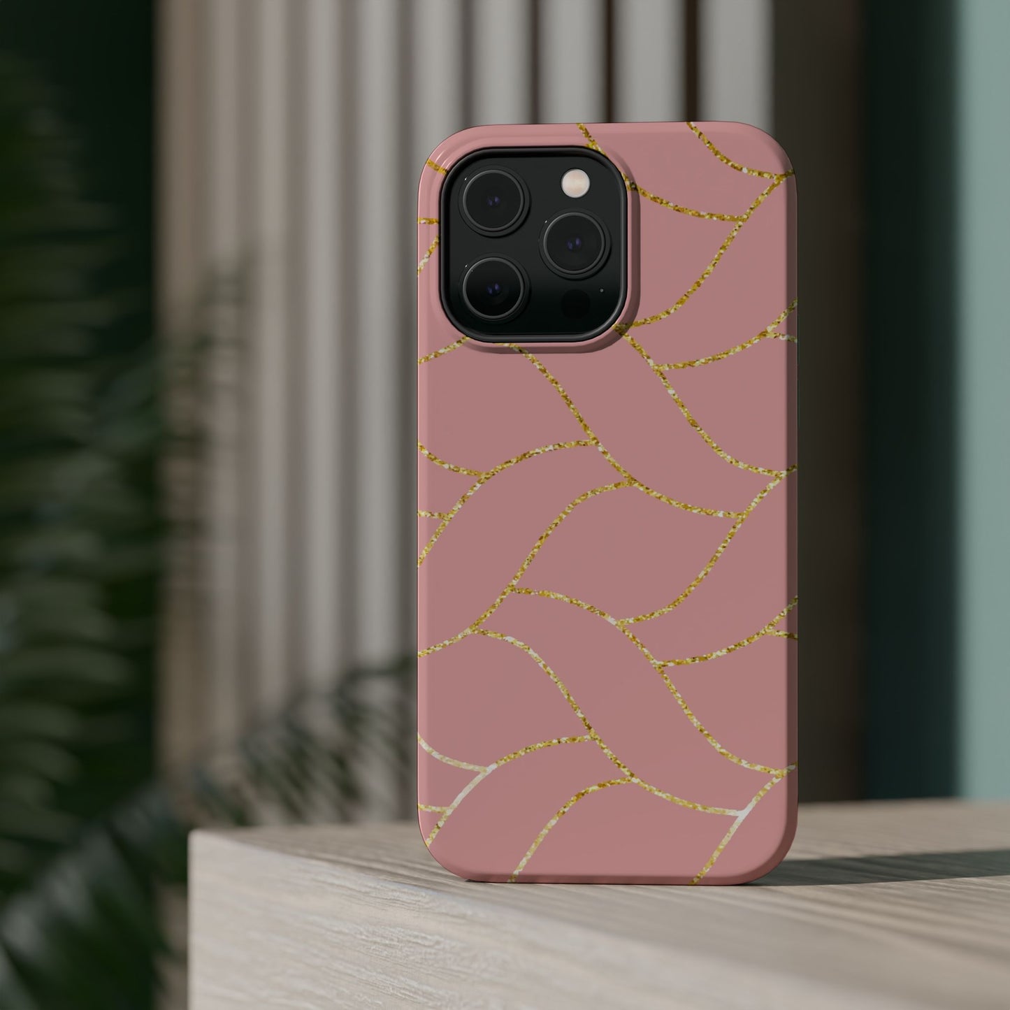 Pink and Gold Geometric Design - Iphone Magnetic Tough Case