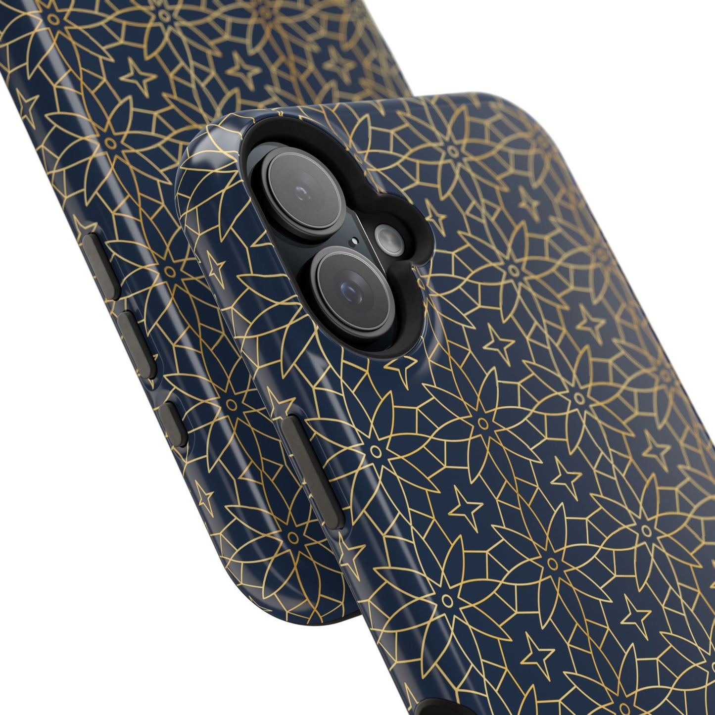 Navy and Gold Geometric Design Iphone Magnetic Tough Case