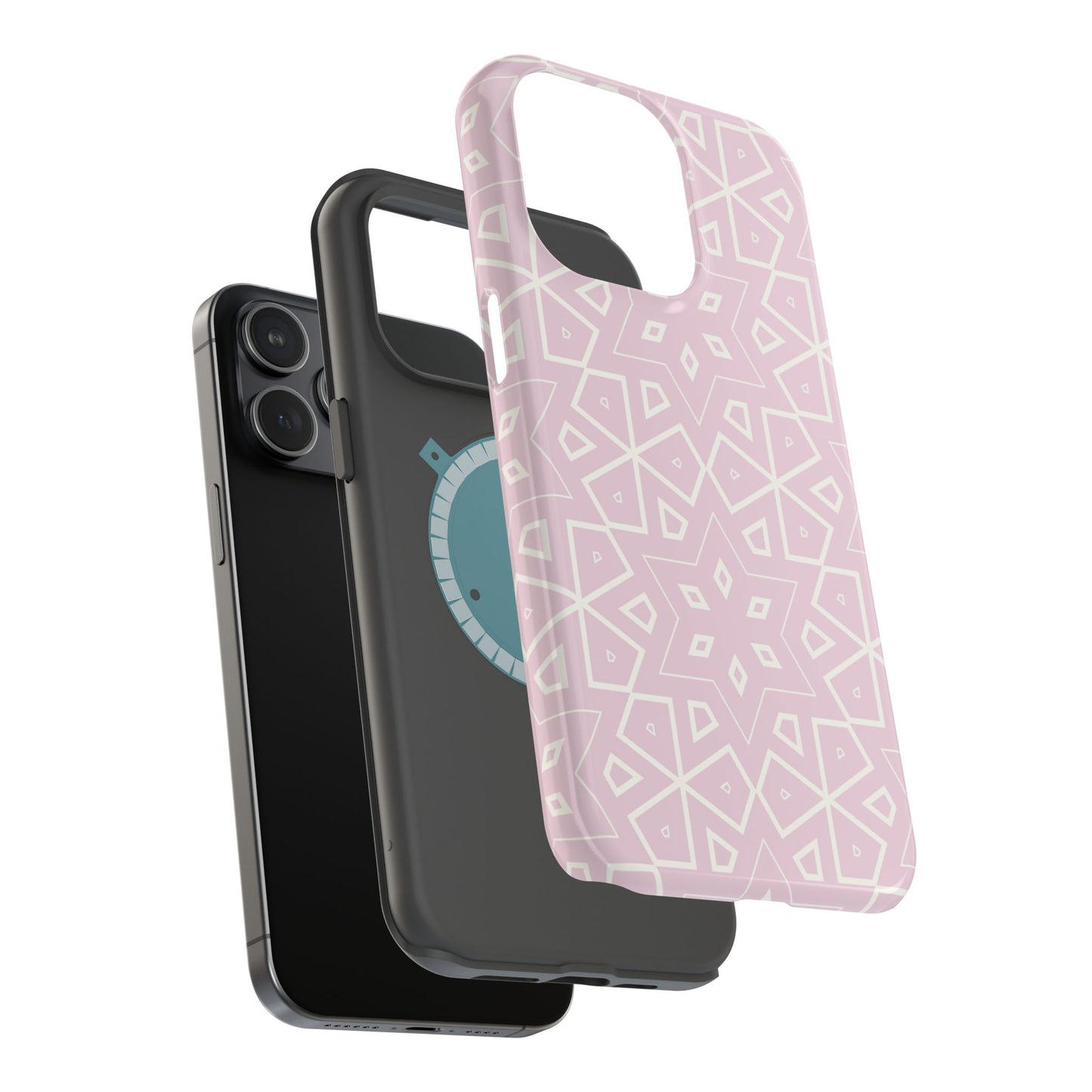 Pink and White Geometric Design Iphone Magnetic Tough Case