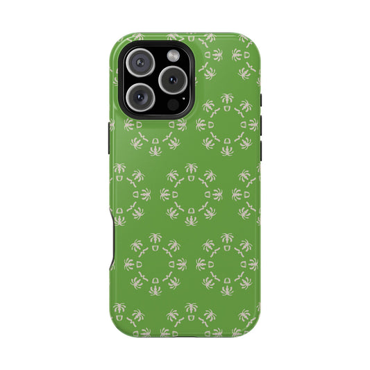 Palm Trees and coffee cups Geometric circle Design - Iphone Magnetic Tough Case
