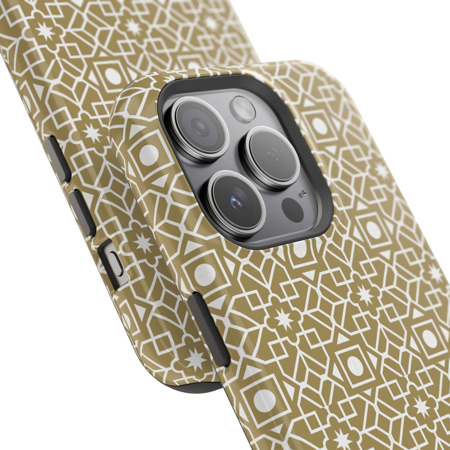 Beige and Gold Geometric Design Iphone Magnetic Tough Case