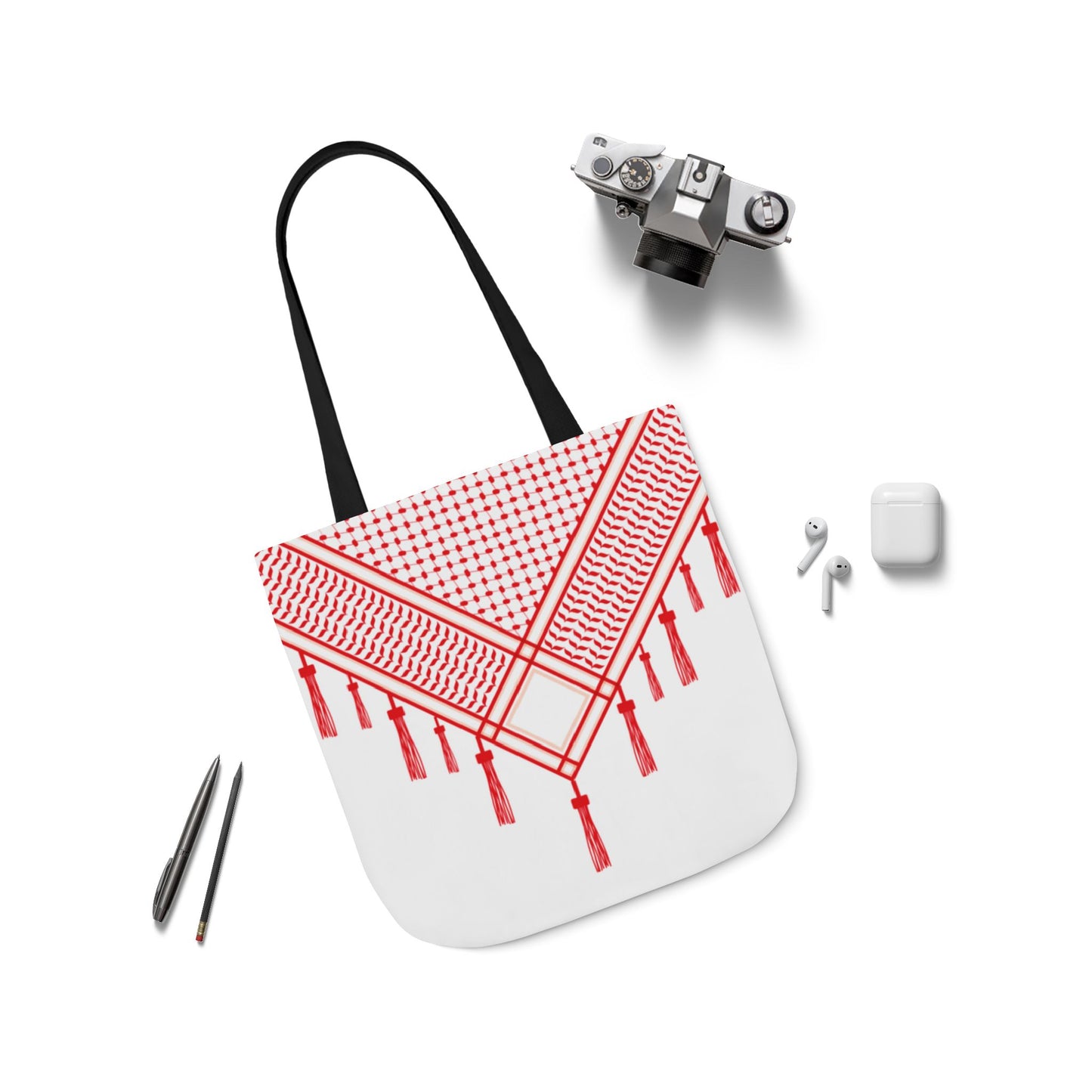 Red and White Shmagh Design Tote Bag