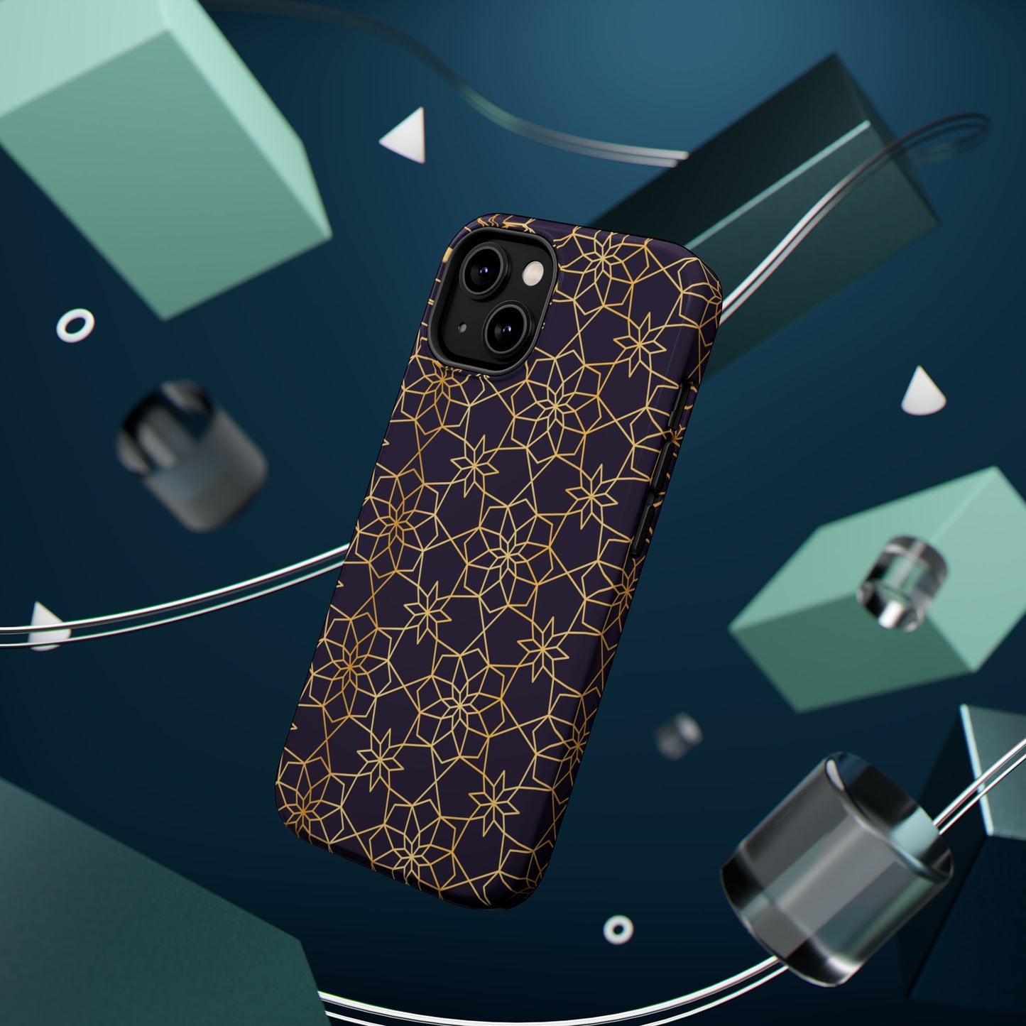 Gold and Purple Geometric Design Iphone Magnetic Tough Case