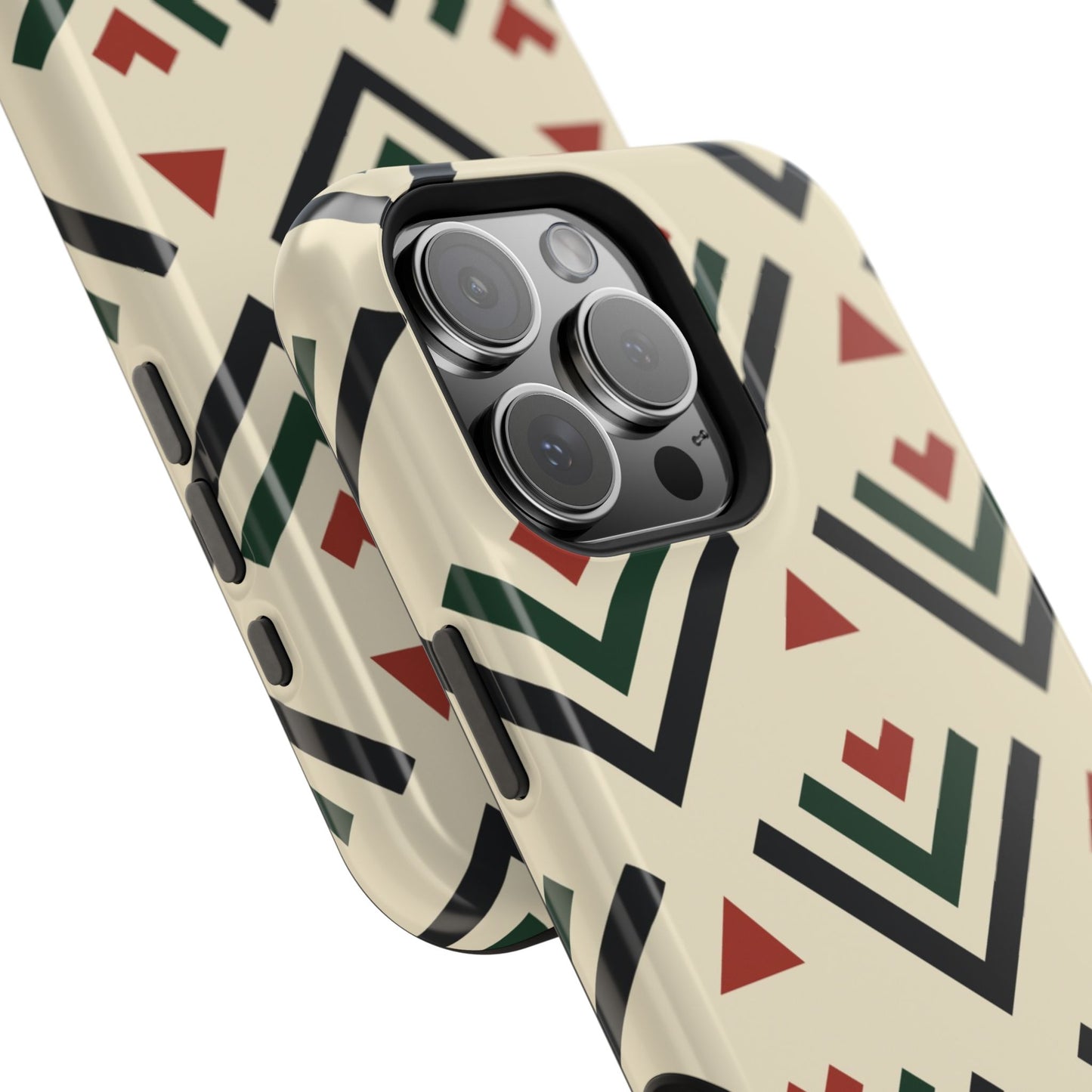 Red Black Green Geometric Design Iphone Magnetic Tough Case