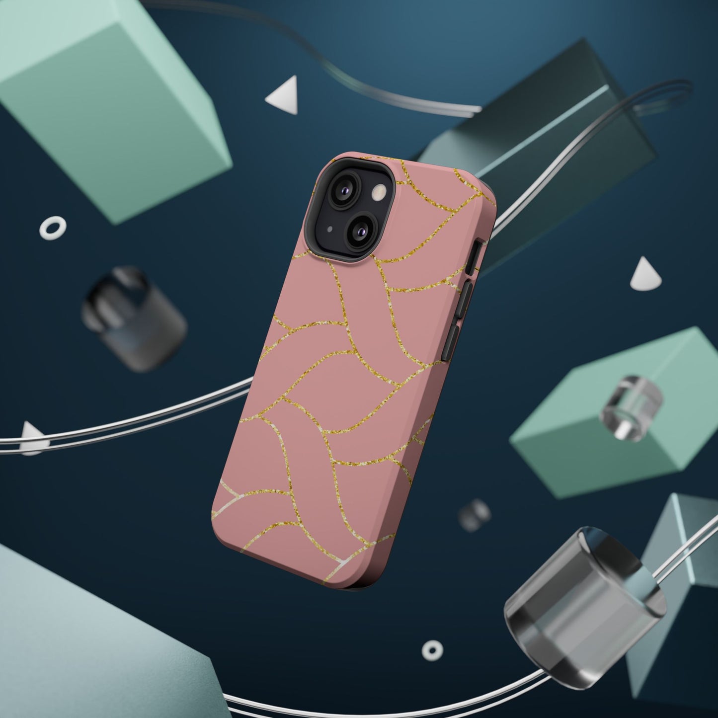 Pink and Gold Geometric Design - Iphone Magnetic Tough Case