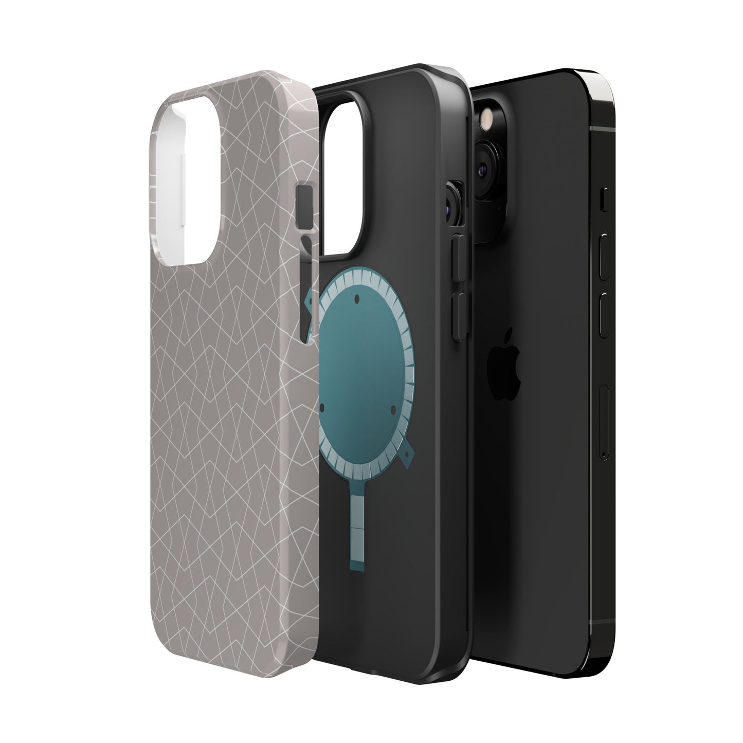 Beige and white geometric Design - Iphone Magnetic Tough Case