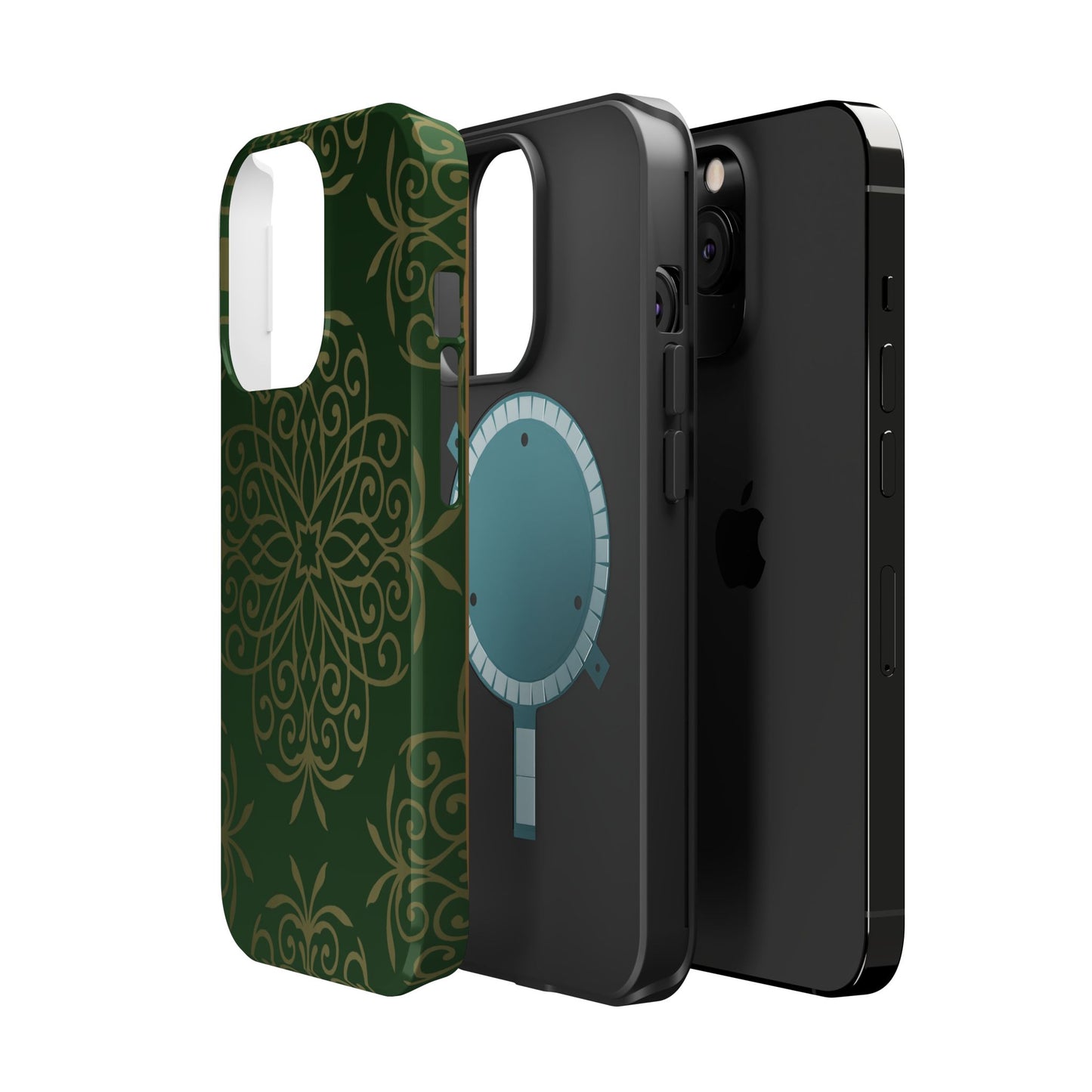 Gold and Green Flowery Design - Iphone Magnetic Tough Case