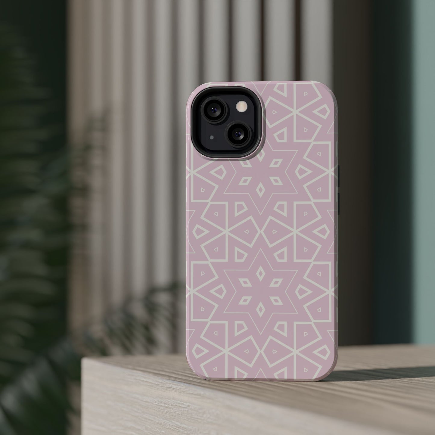 Pink and White Geometric Design Iphone Magnetic Tough Case