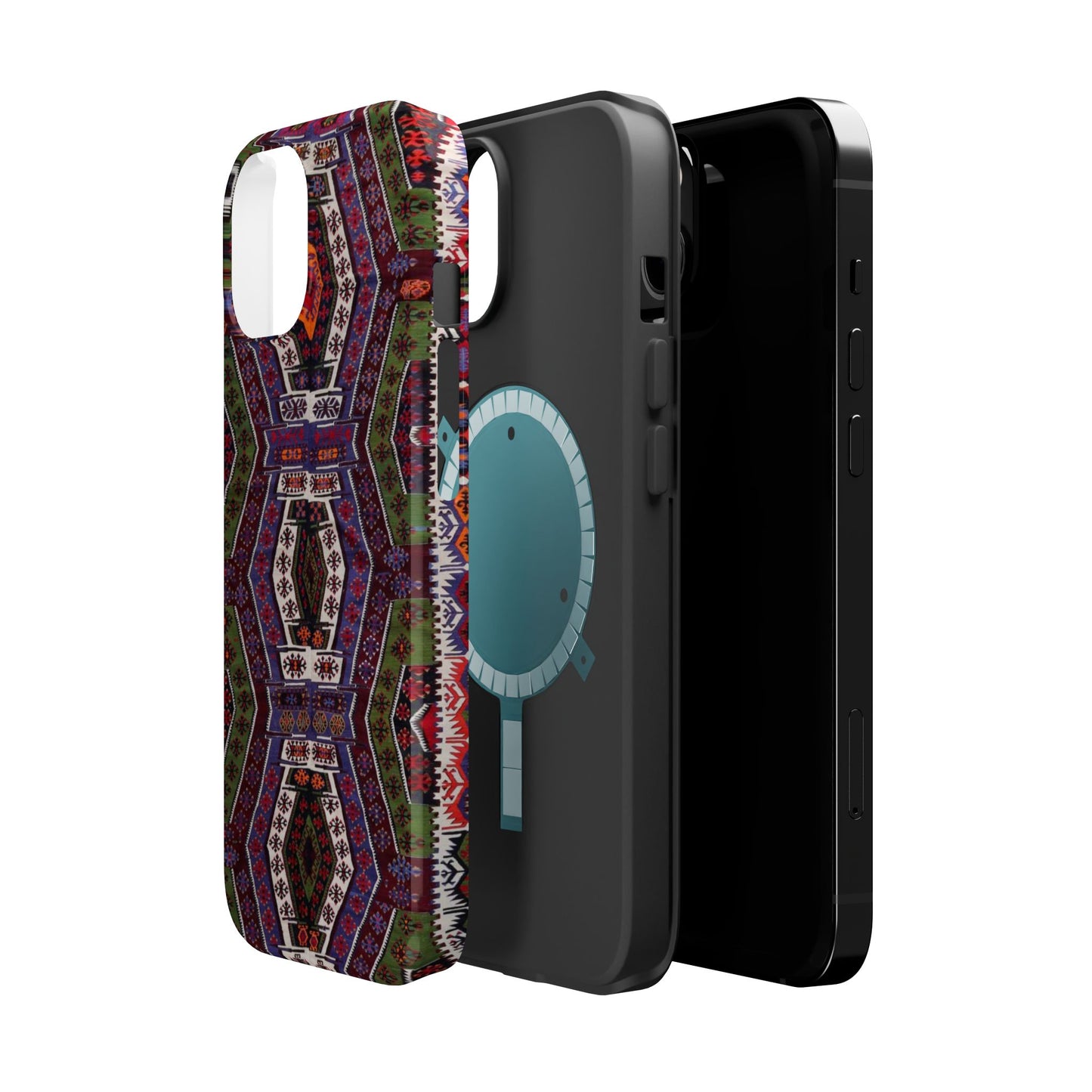 Purple and Green Geometric Design - Iphone Magnetic Tough Case