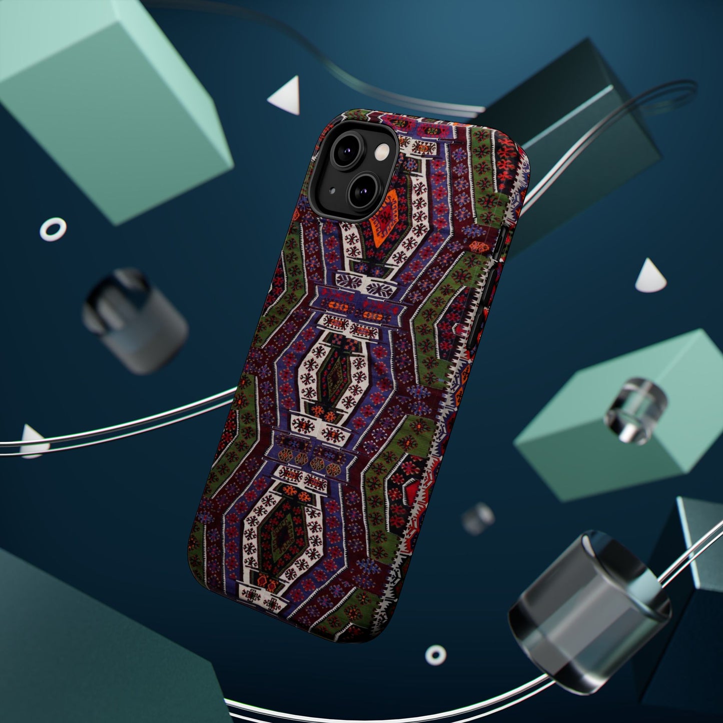 Purple and Green Geometric Design - Iphone Magnetic Tough Case