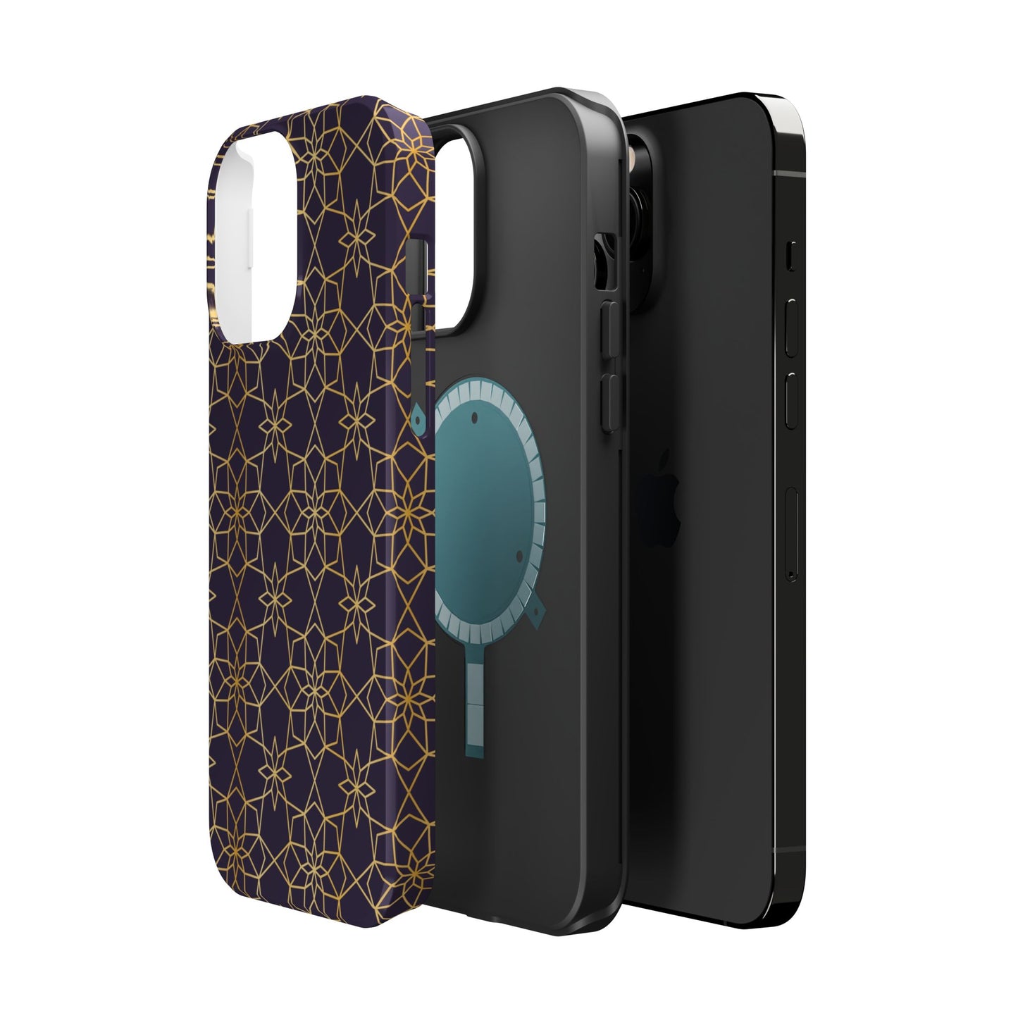 Gold and Purple Geometric Design Iphone Magnetic Tough Case