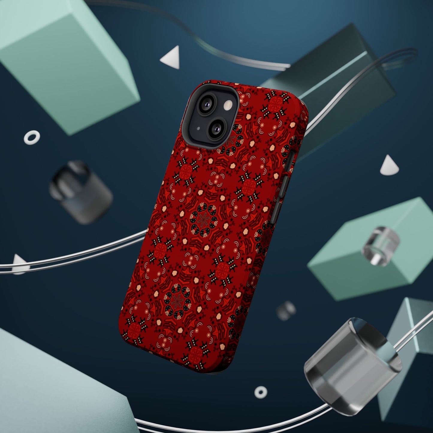Red geometric Design - Iphone Magnetic Tough Case