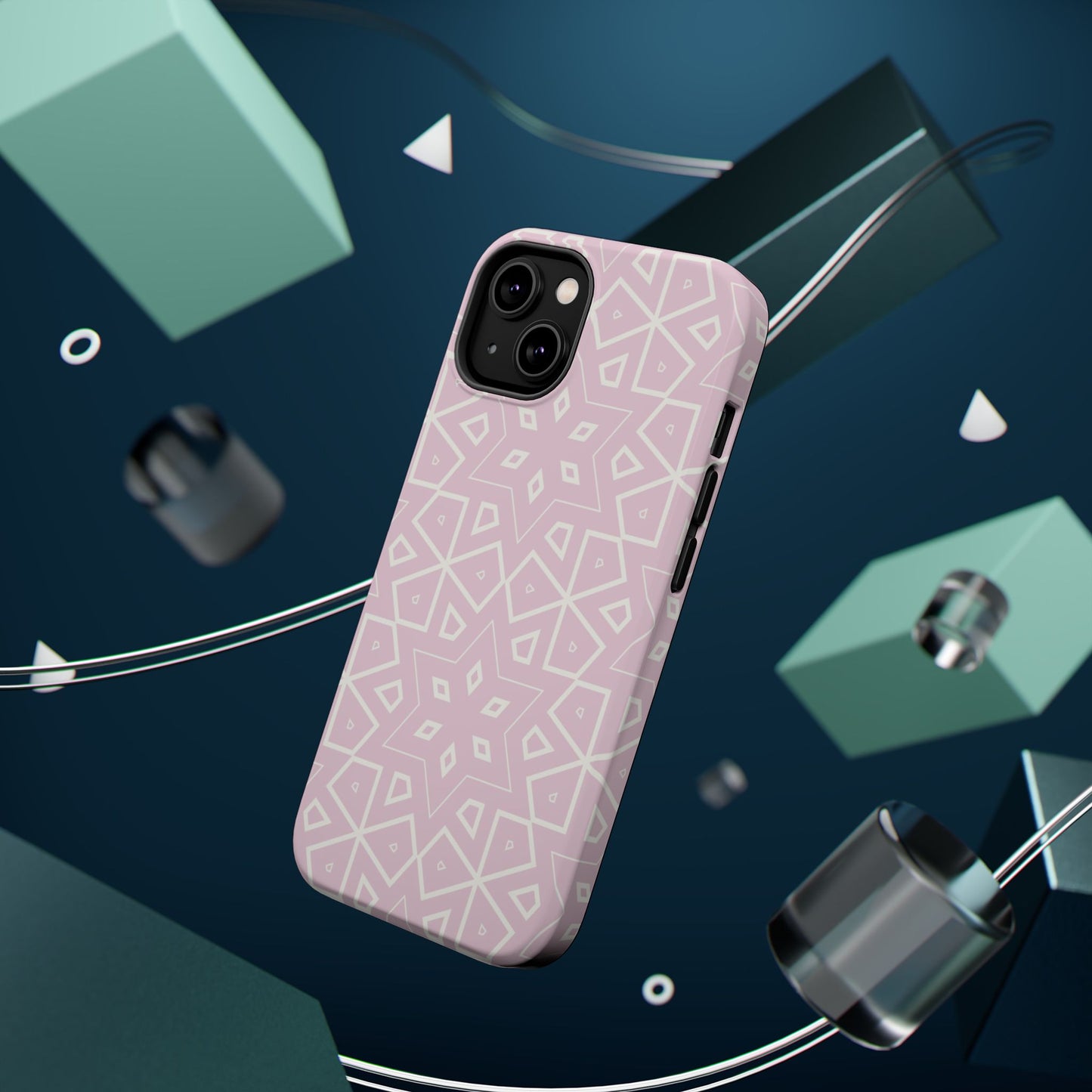 Pink and White Geometric Design Iphone Magnetic Tough Case
