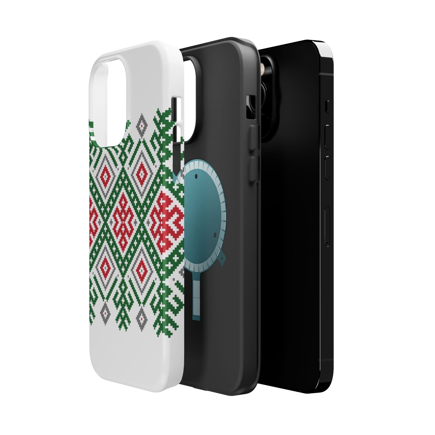Red white Green and Black Geometric Design Iphone Magnetic Tough Case