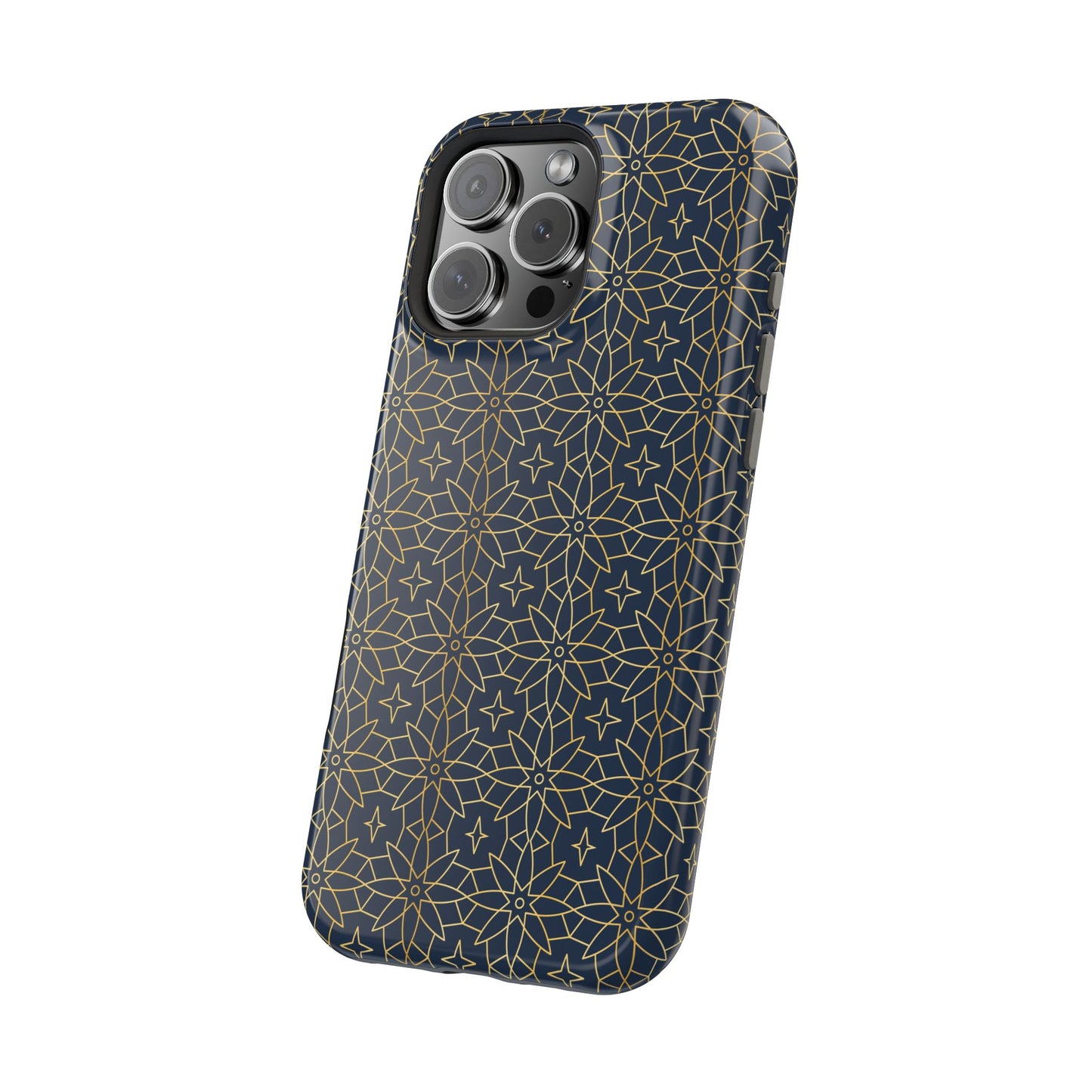 Navy and Gold Geometric Design Iphone Magnetic Tough Case