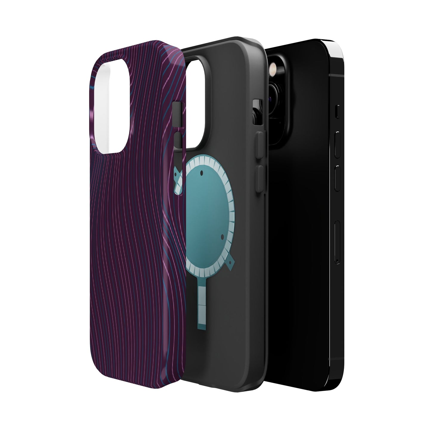 Purple Line Pattern Design - Iphone Magnetic Tough Case