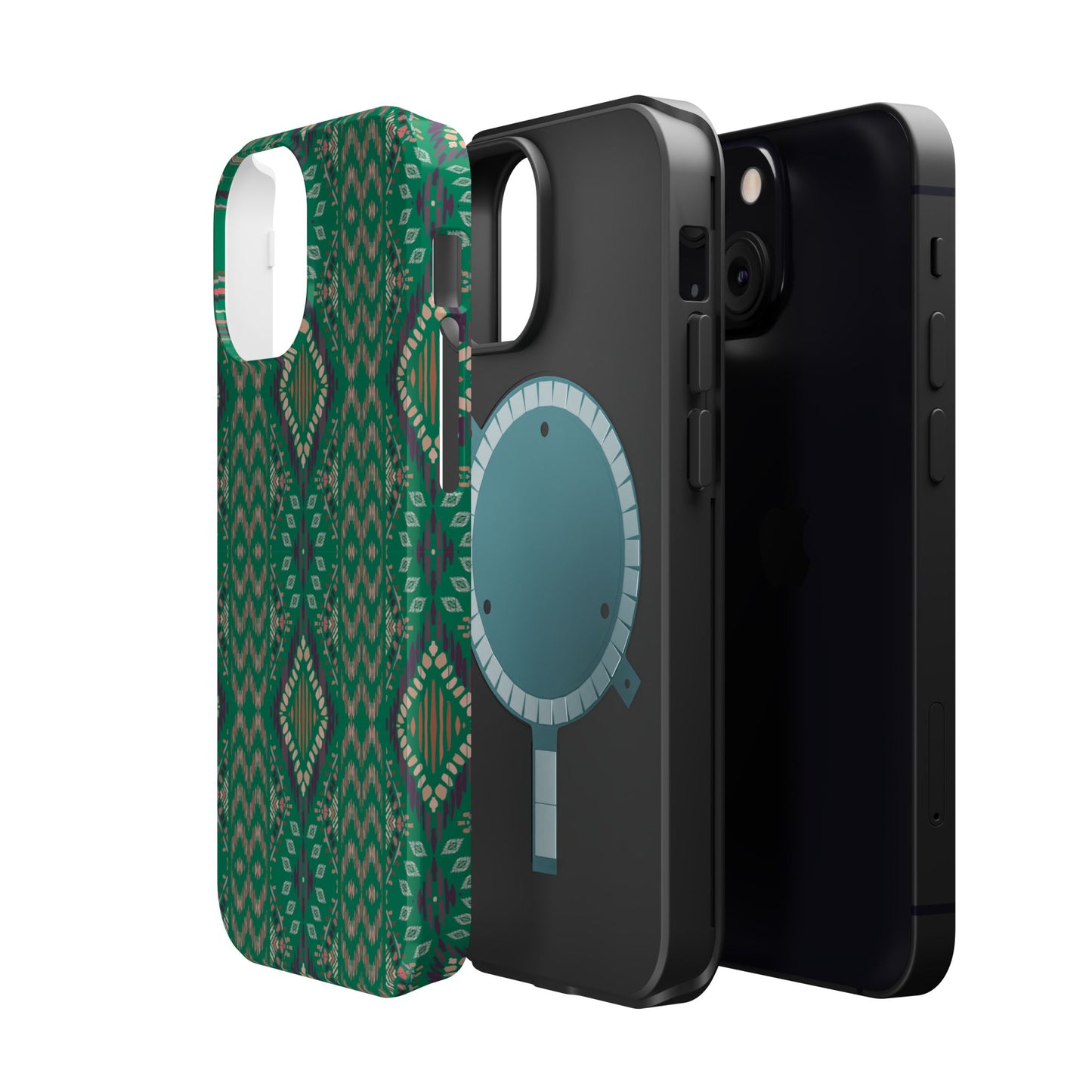 Emerald Green Geometric Design Iphone Magnetic Tough Case