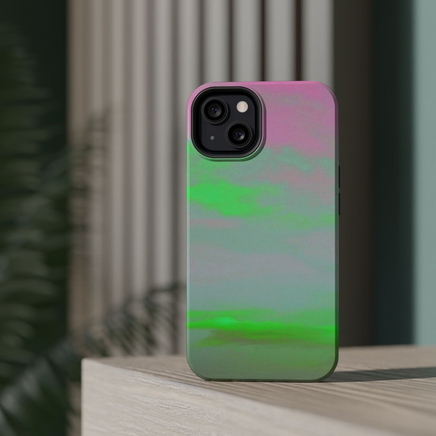 Green and pink sky Design - Iphone Magnetic Tough Case