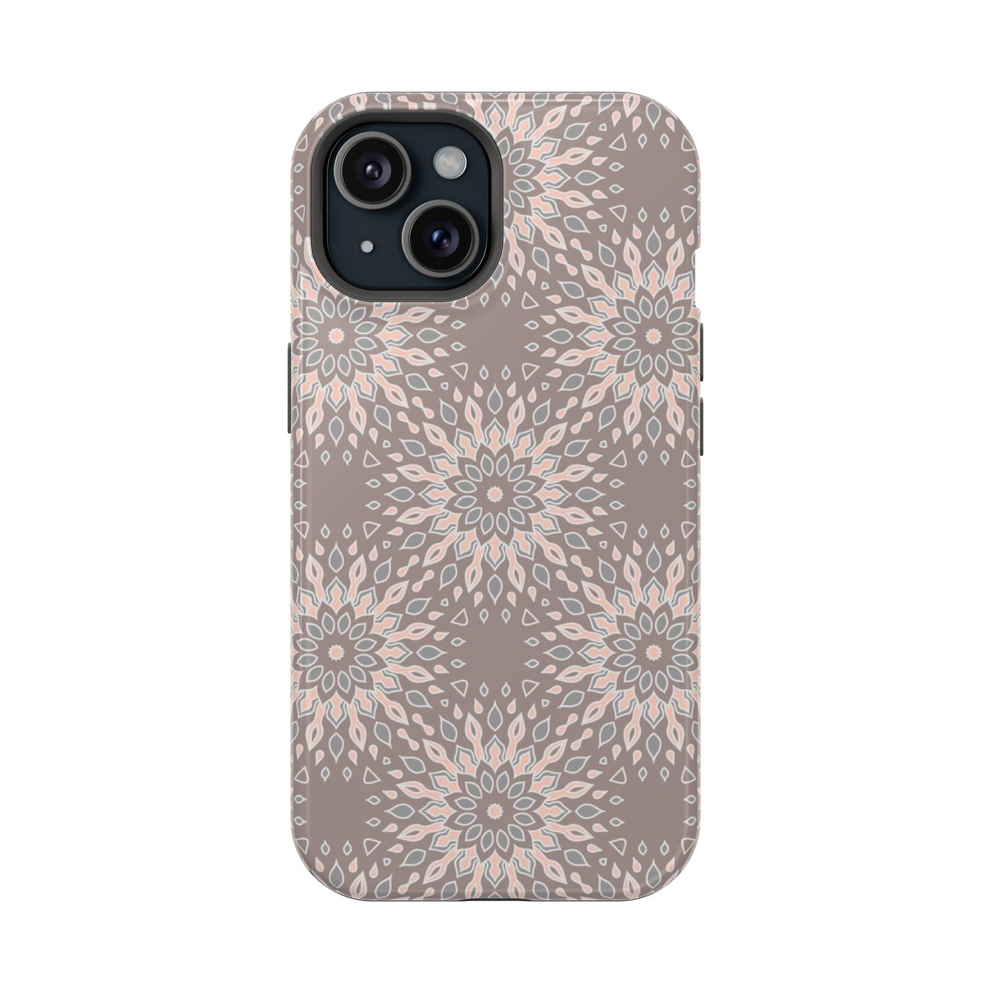 Beige Floral Design - Iphone Magnetic Tough Case