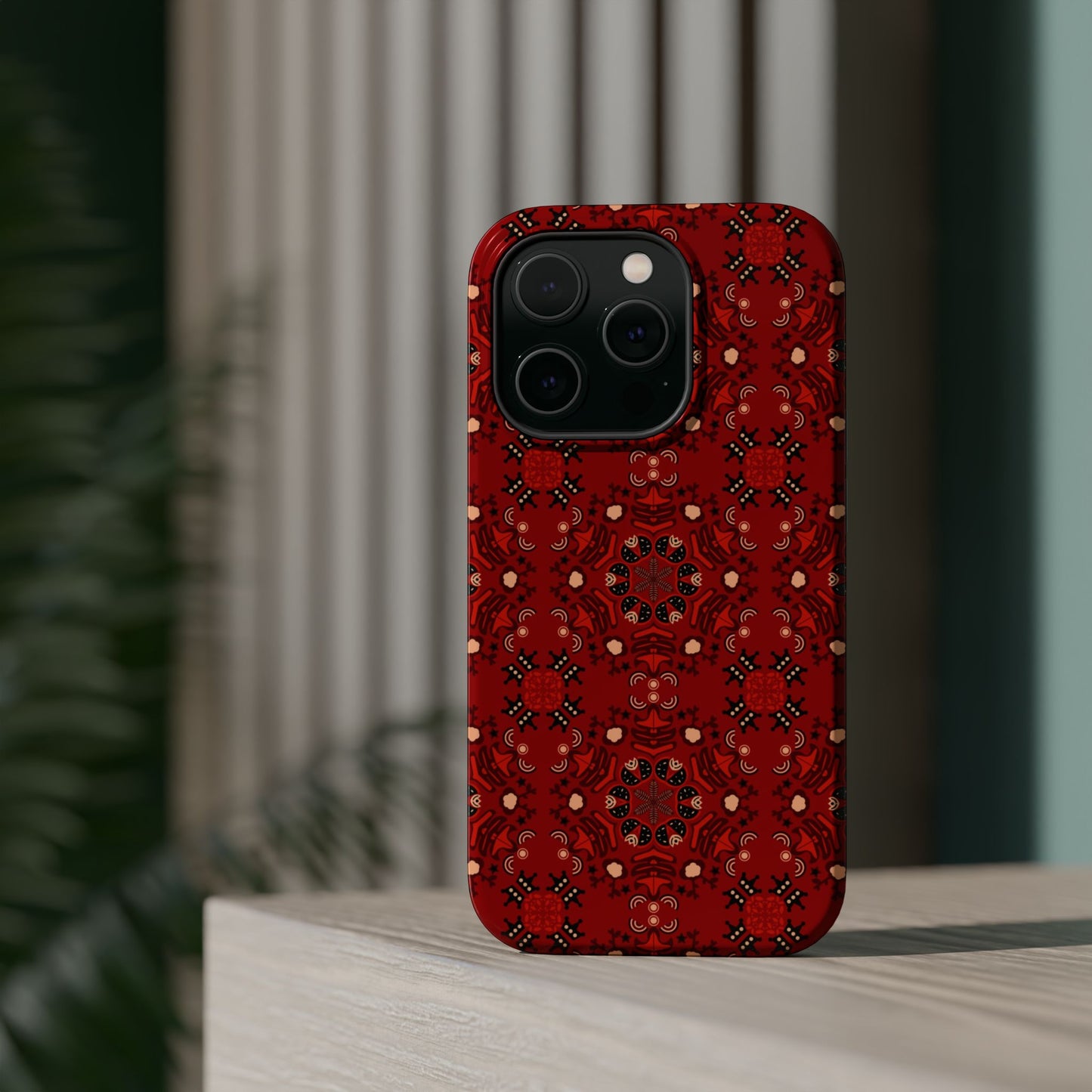 Red geometric Design - Iphone Magnetic Tough Case