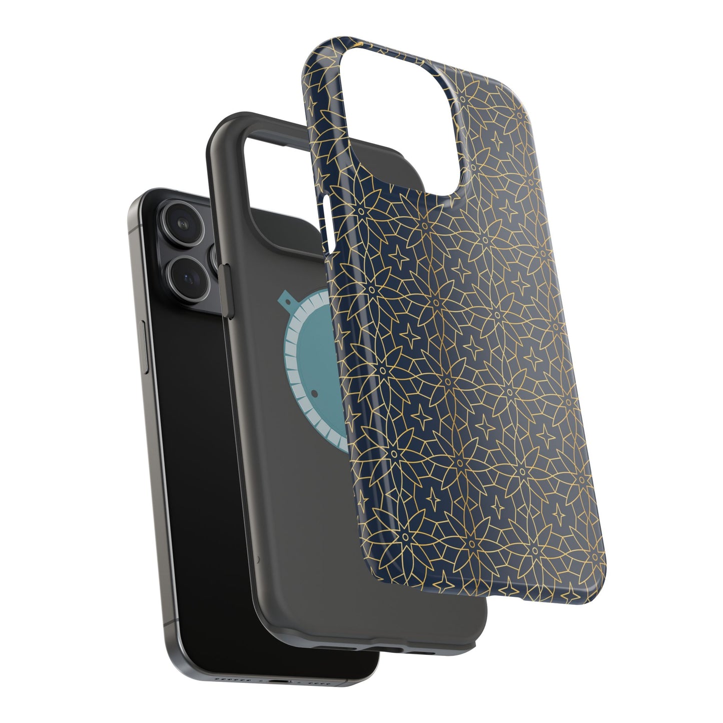 Navy and Gold Geometric Design Iphone Magnetic Tough Case