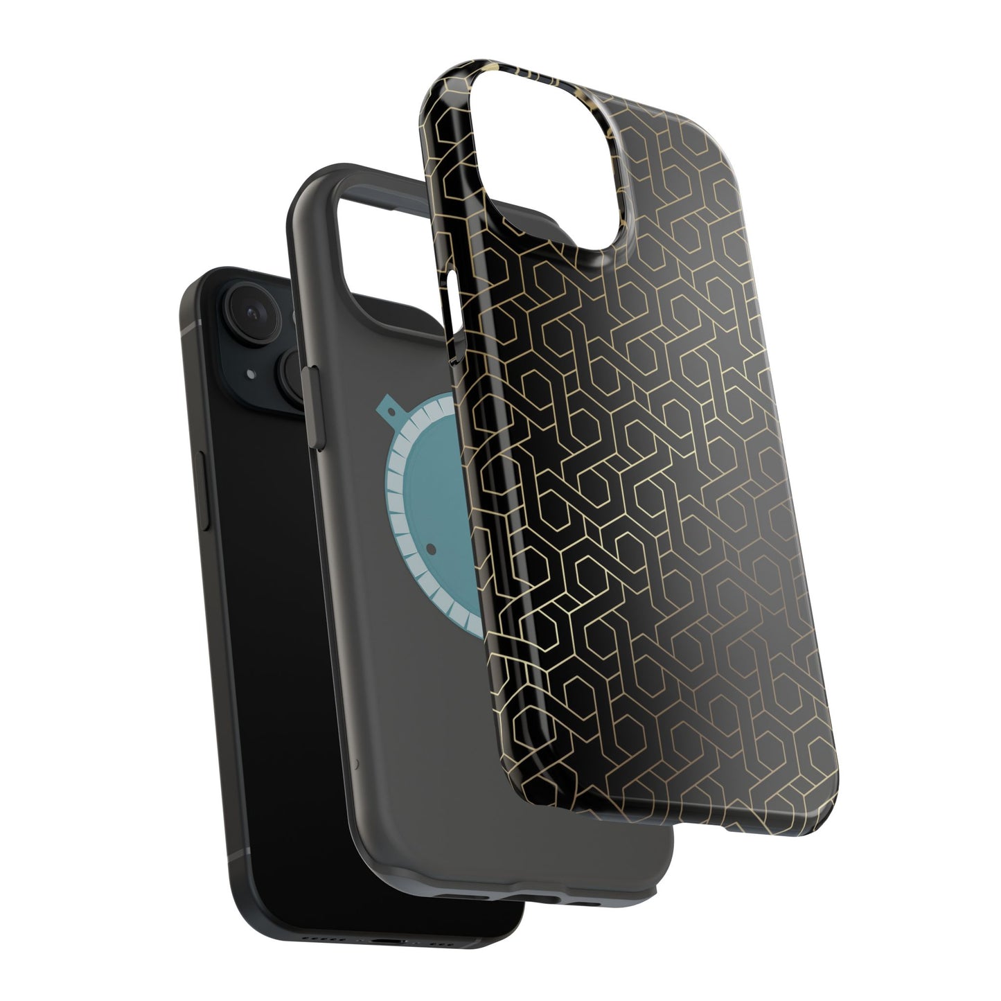 Black and Gold ⭐️ Geometric Design Iphone Magnetic Tough Case