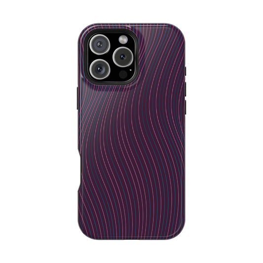 Purple Line Pattern Design - Iphone Magnetic Tough Case