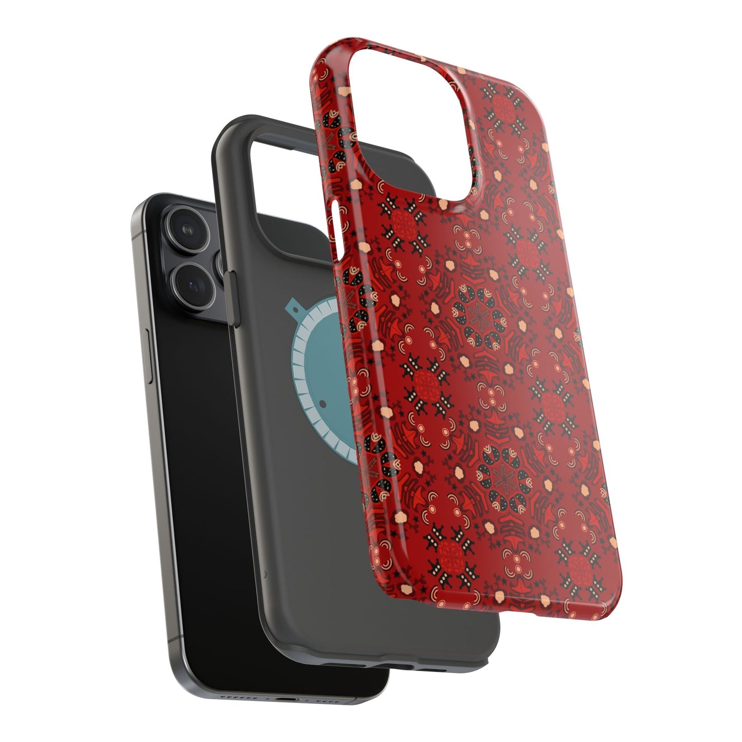 Red geometric Design - Iphone Magnetic Tough Case