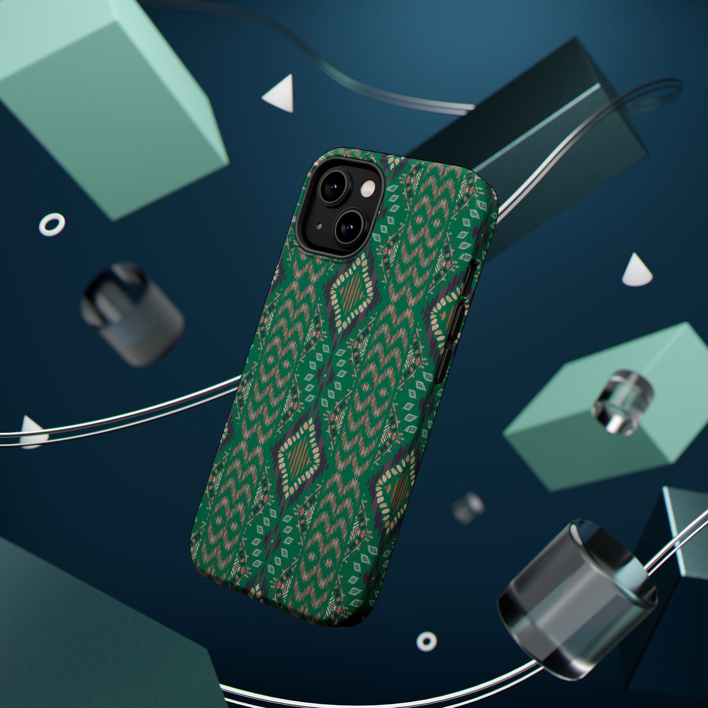 Emerald Green Geometric Design Iphone Magnetic Tough Case