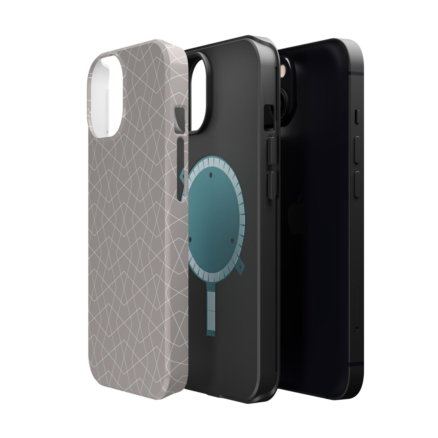 Beige and white geometric Design - Iphone Magnetic Tough Case