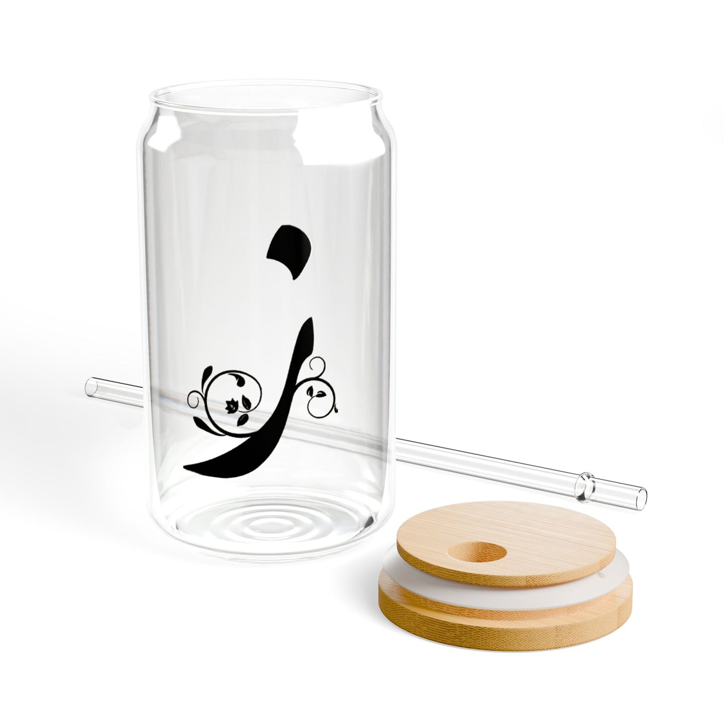 Arabic Letter “Zain” "ز" Monogram Sipper Glass, 16oz | Eco-Friendly Beverage Container | Perfect for Home, picnics, Gifts, and Parties
