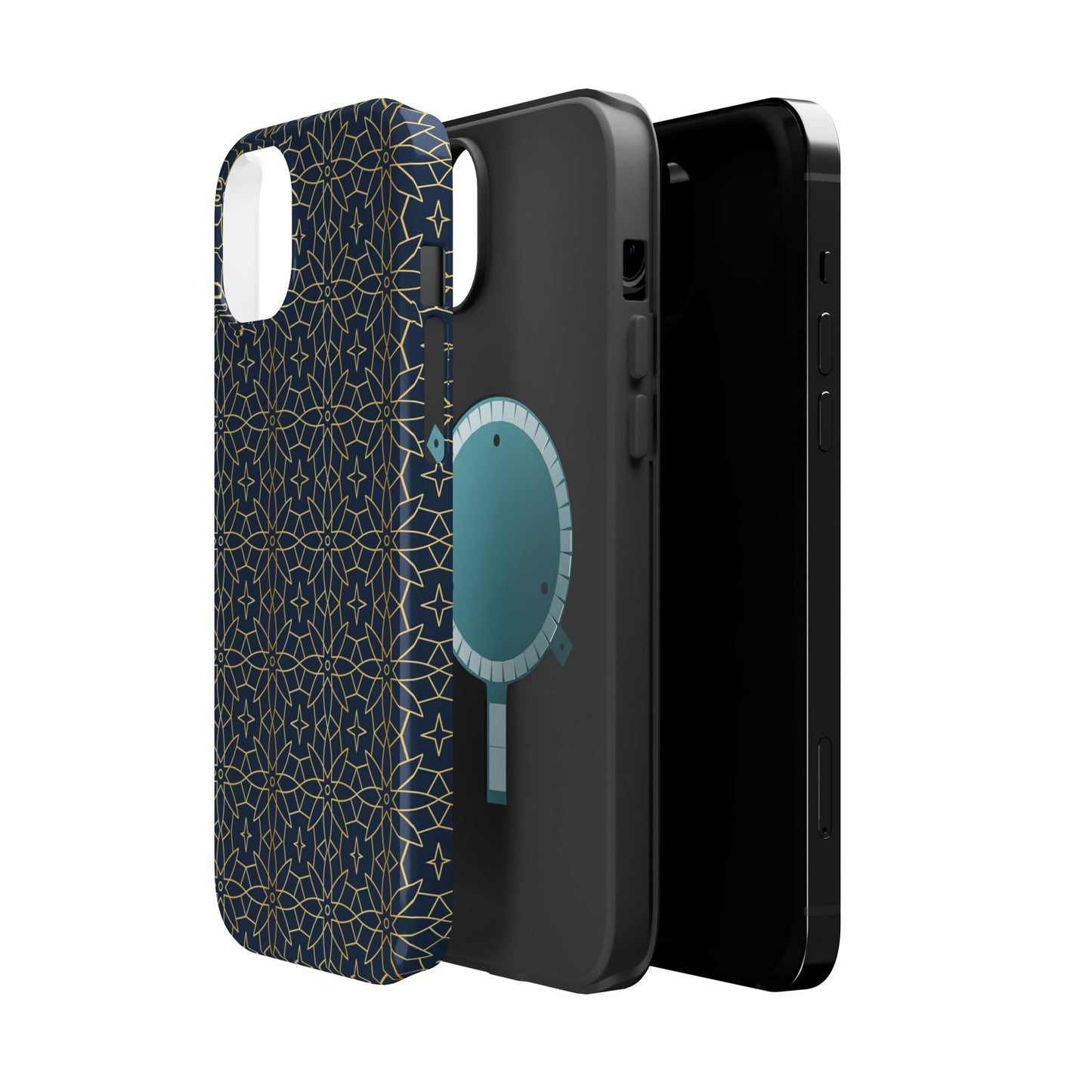 Navy and Gold Geometric Design Iphone Magnetic Tough Case