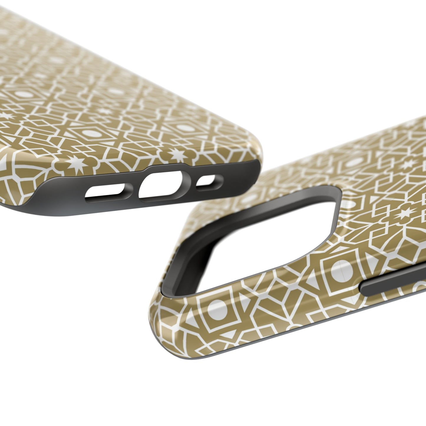 Beige and Gold Geometric Design Iphone Magnetic Tough Case