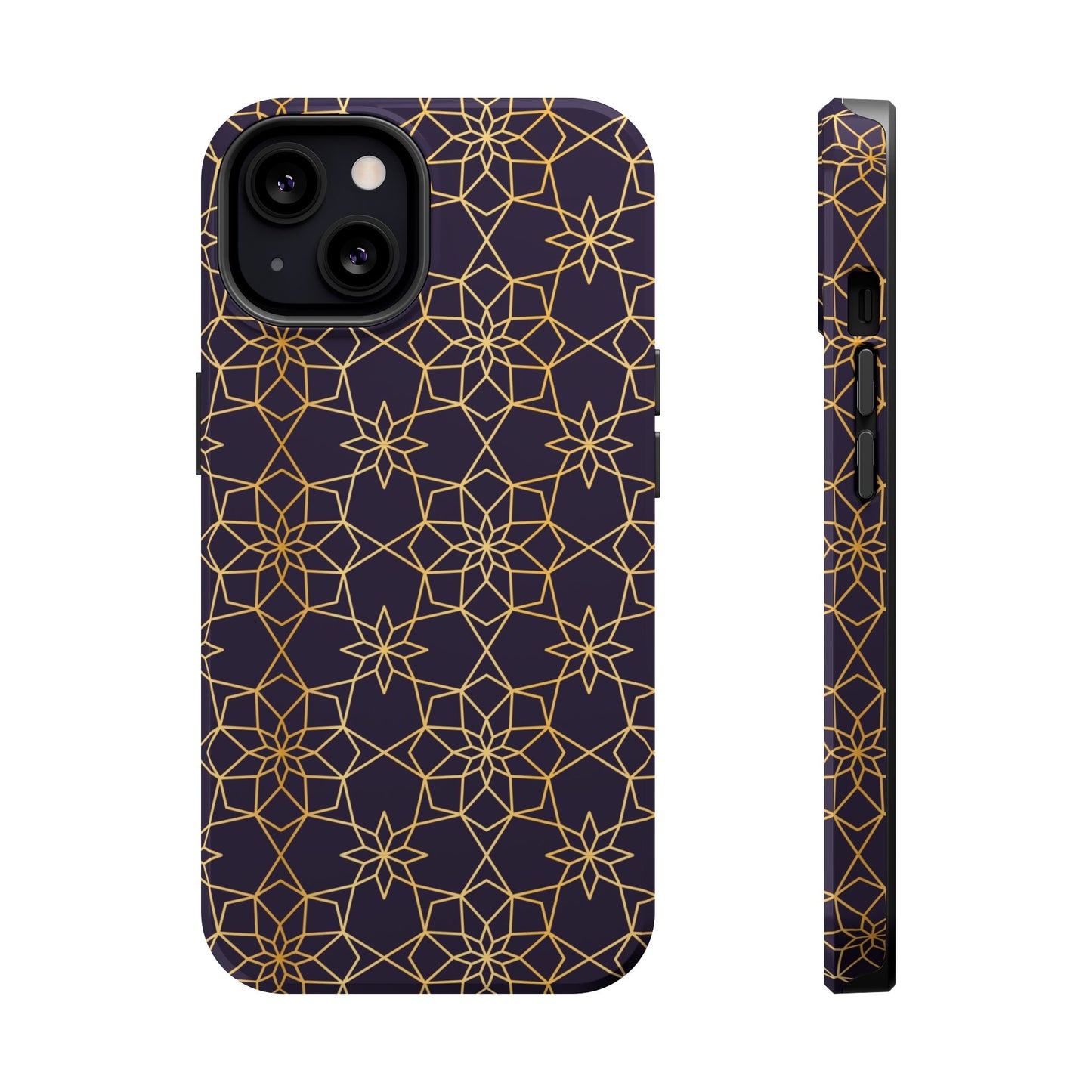 Gold and Purple Geometric Design Iphone Magnetic Tough Case