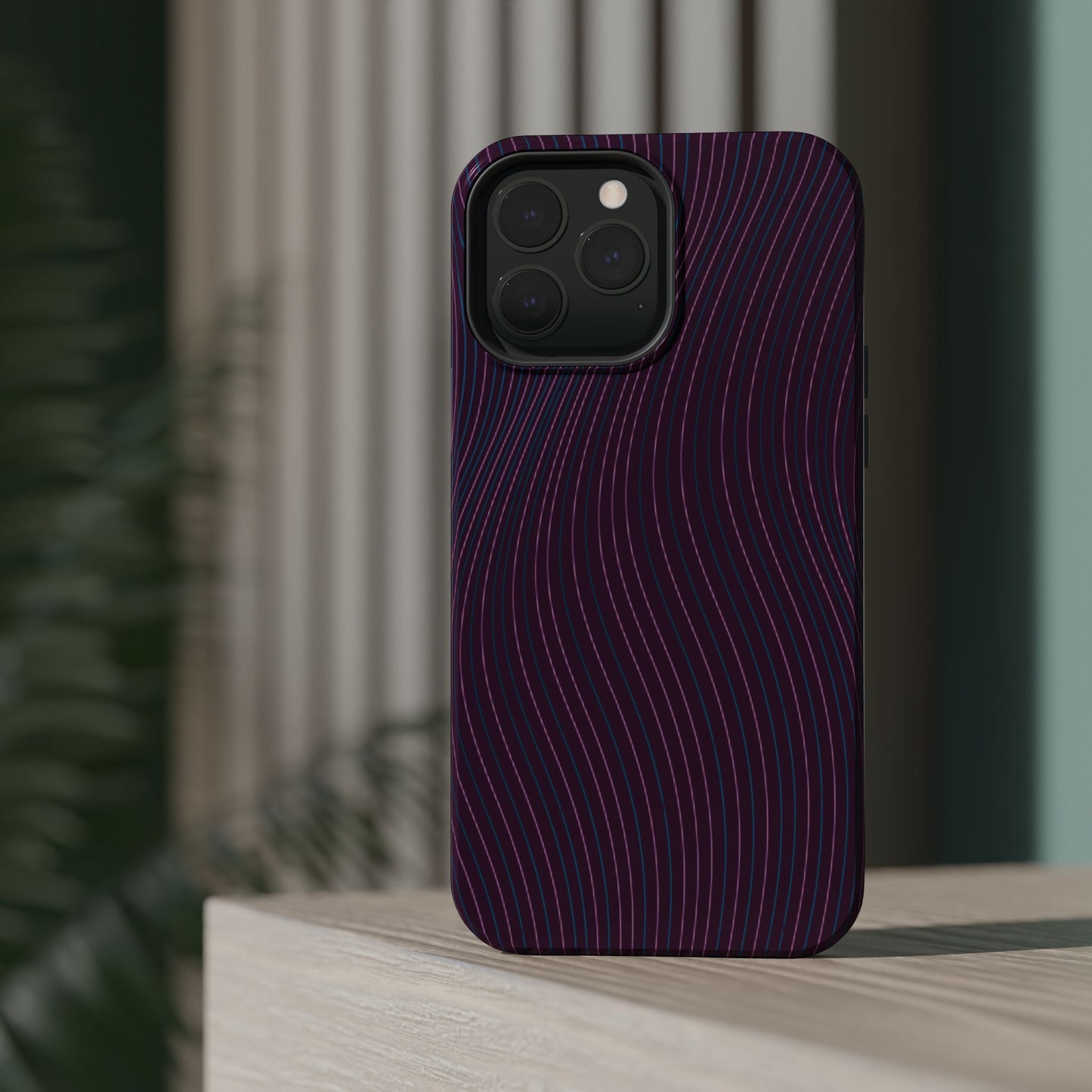 Purple Line Pattern Design - Iphone Magnetic Tough Case