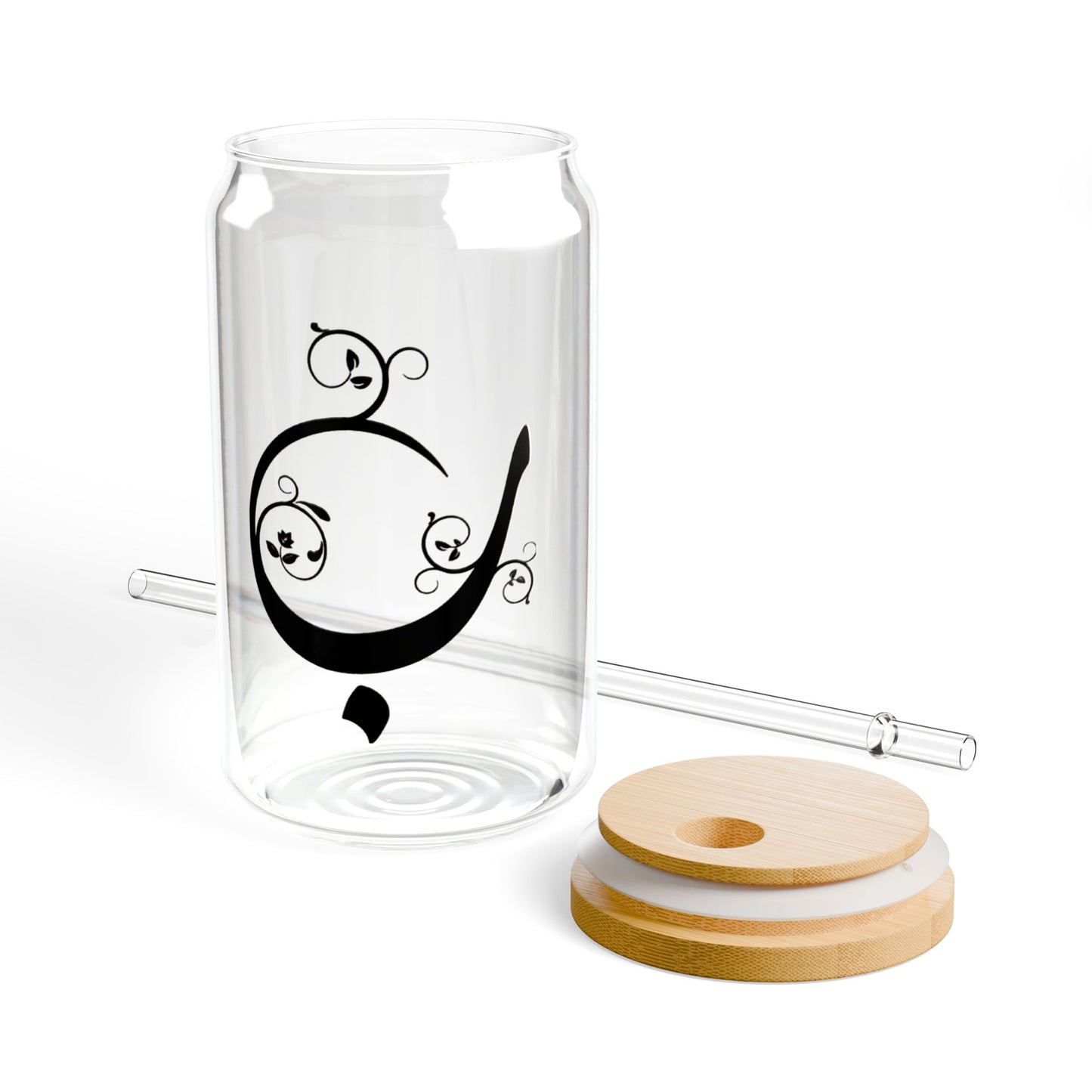 Arabic Letter “Ba” "ب" Monogram Sipper Glass, 16oz | Eco-Friendly Beverage Container | Perfect for Home, picnics, Gifts, and Parties