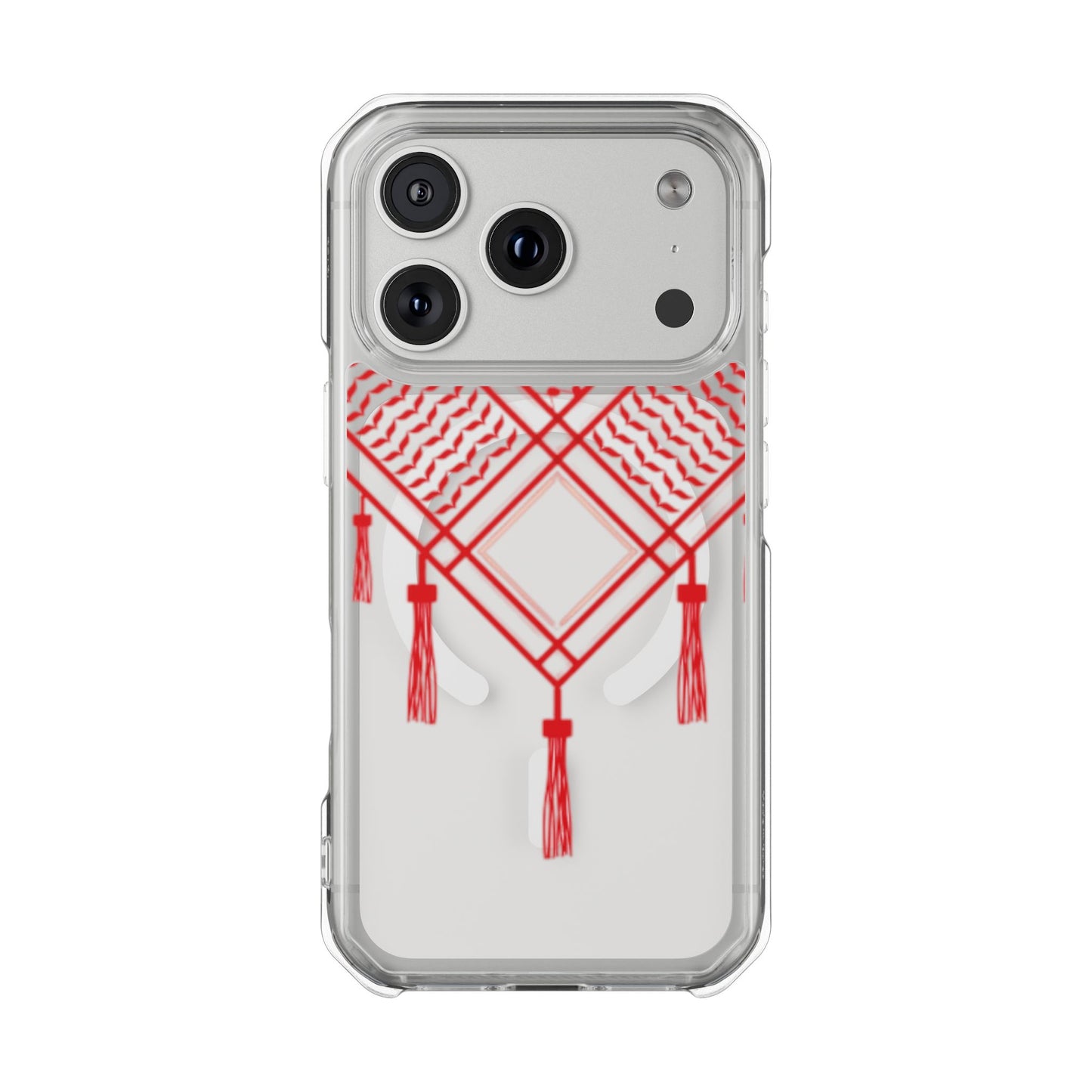 Red and White Shmagh/Hattah MagSafe Clear Phone Case