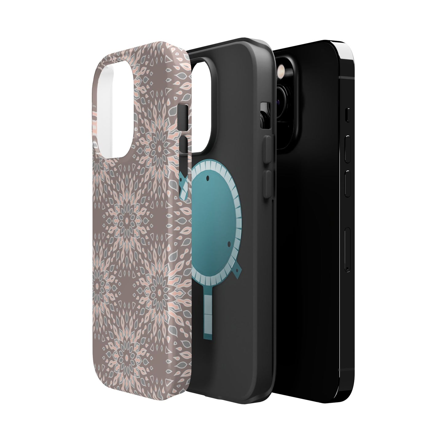 Beige Floral Design - Iphone Magnetic Tough Case