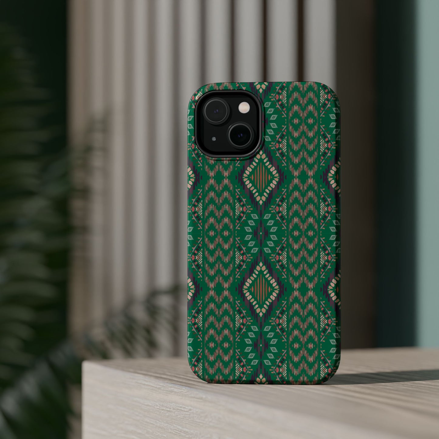 Emerald Green Geometric Design Iphone Magnetic Tough Case