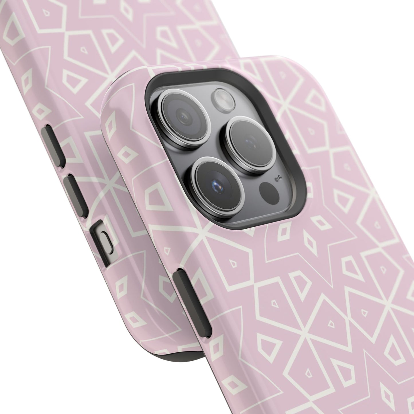 Pink and White Geometric Design Iphone Magnetic Tough Case