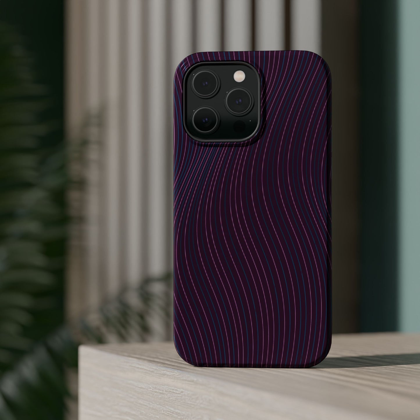 Purple Line Pattern Design - Iphone Magnetic Tough Case