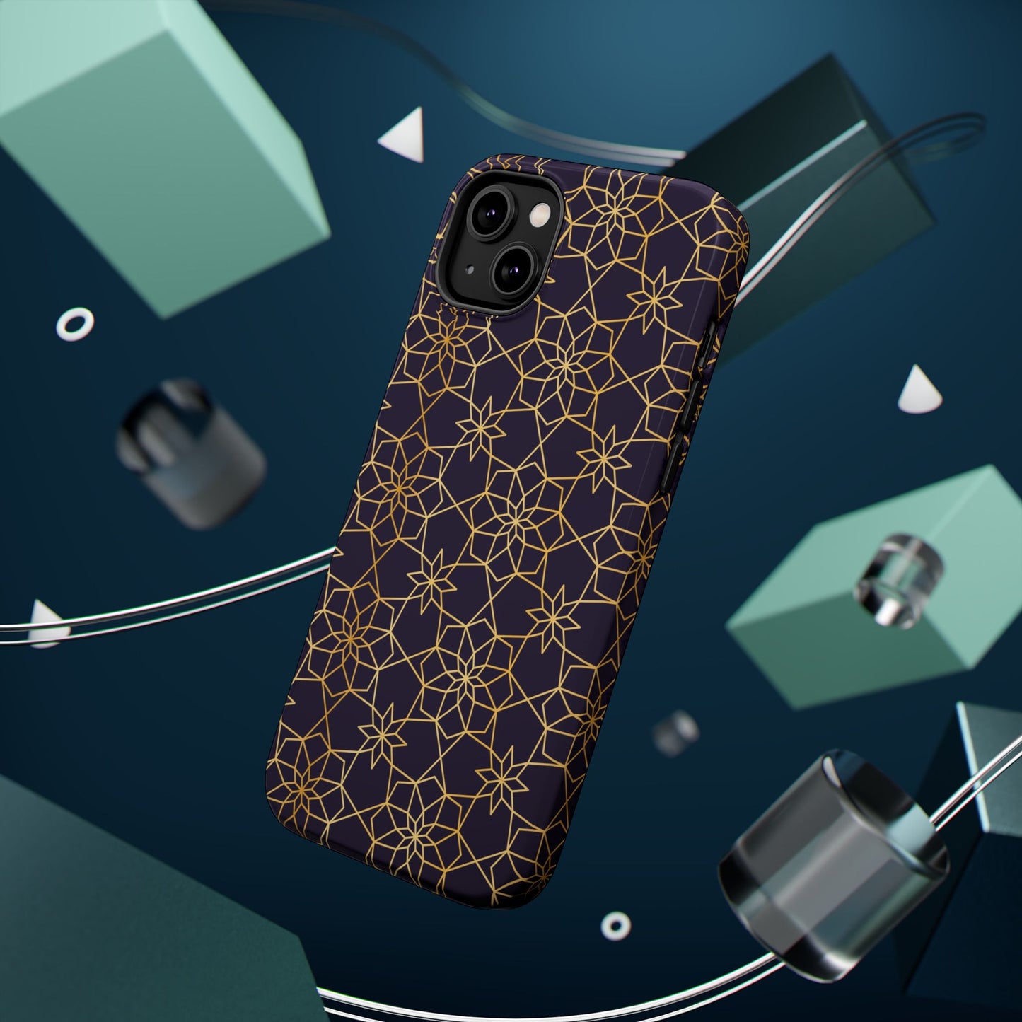 Gold and Purple Geometric Design Iphone Magnetic Tough Case