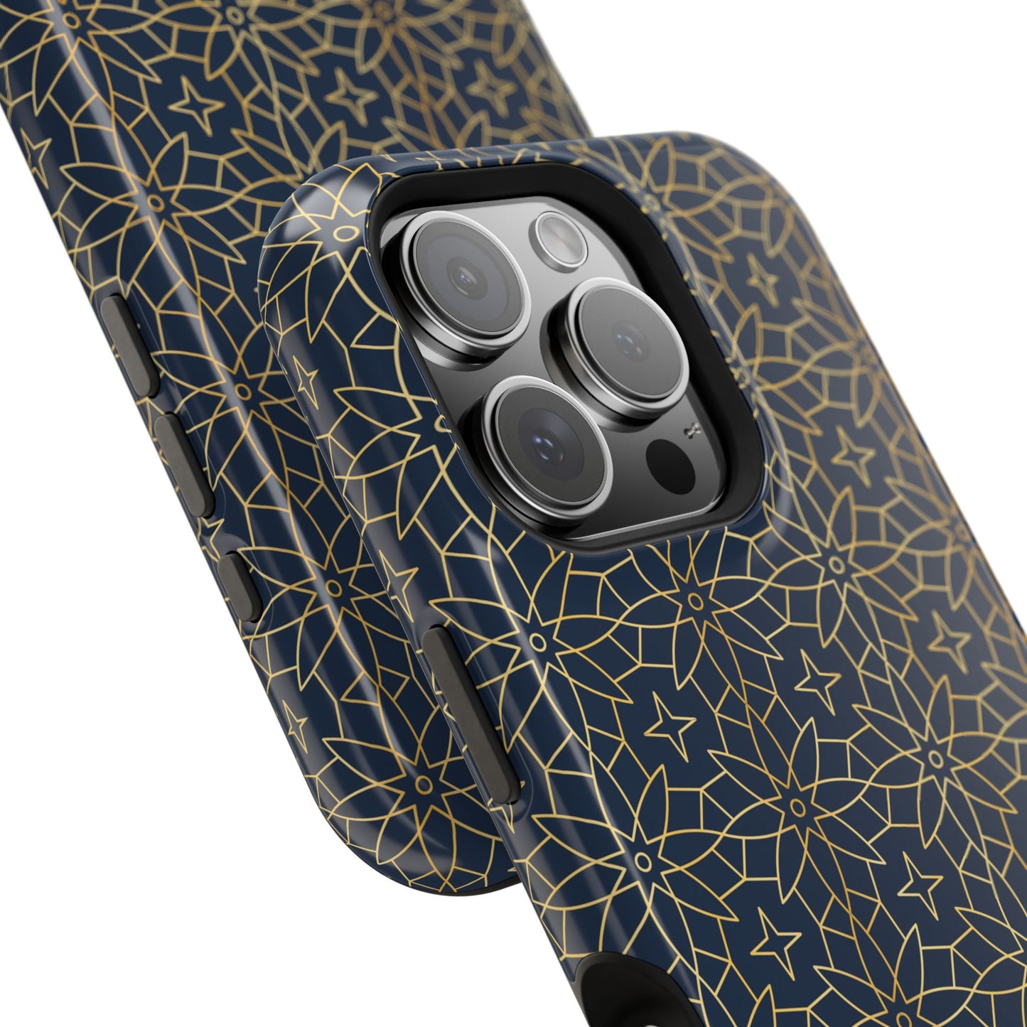 Navy and Gold Geometric Design Iphone Magnetic Tough Case