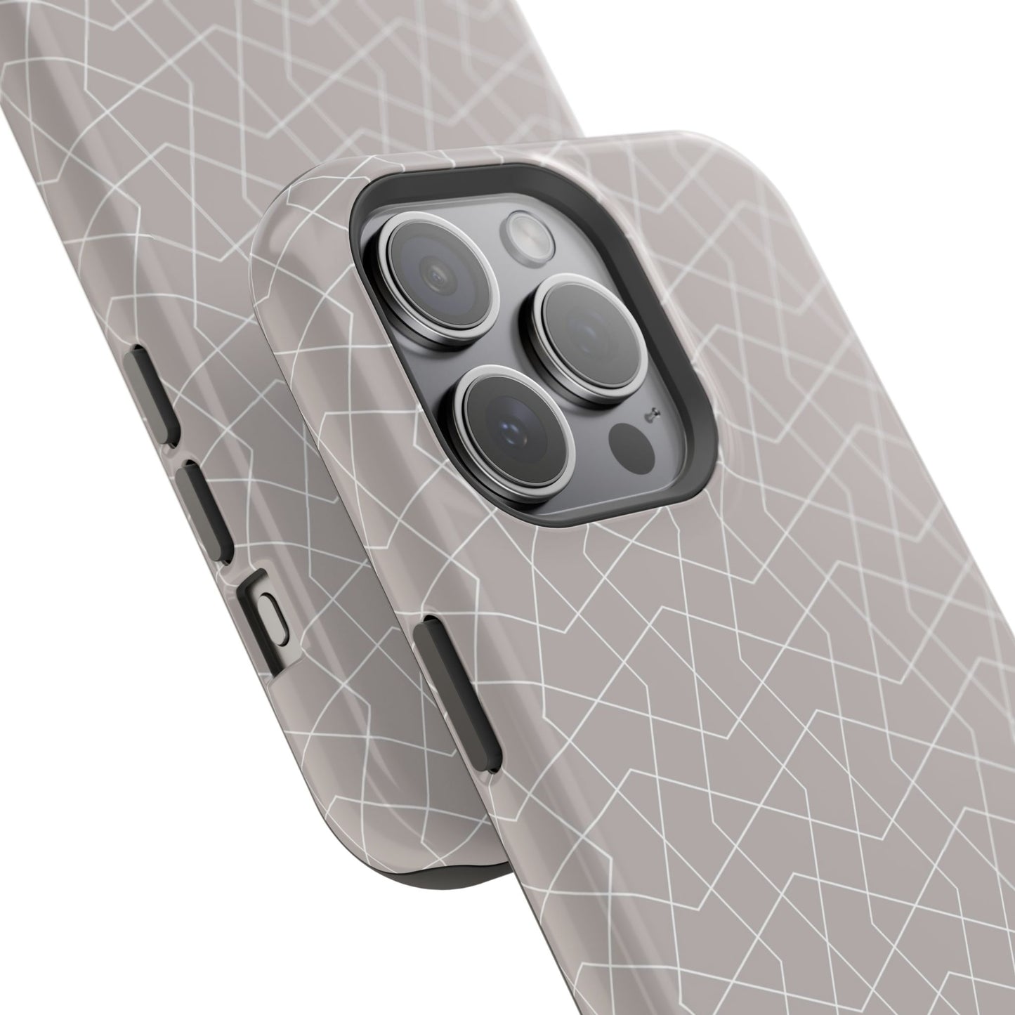Beige and white geometric Design - Iphone Magnetic Tough Case