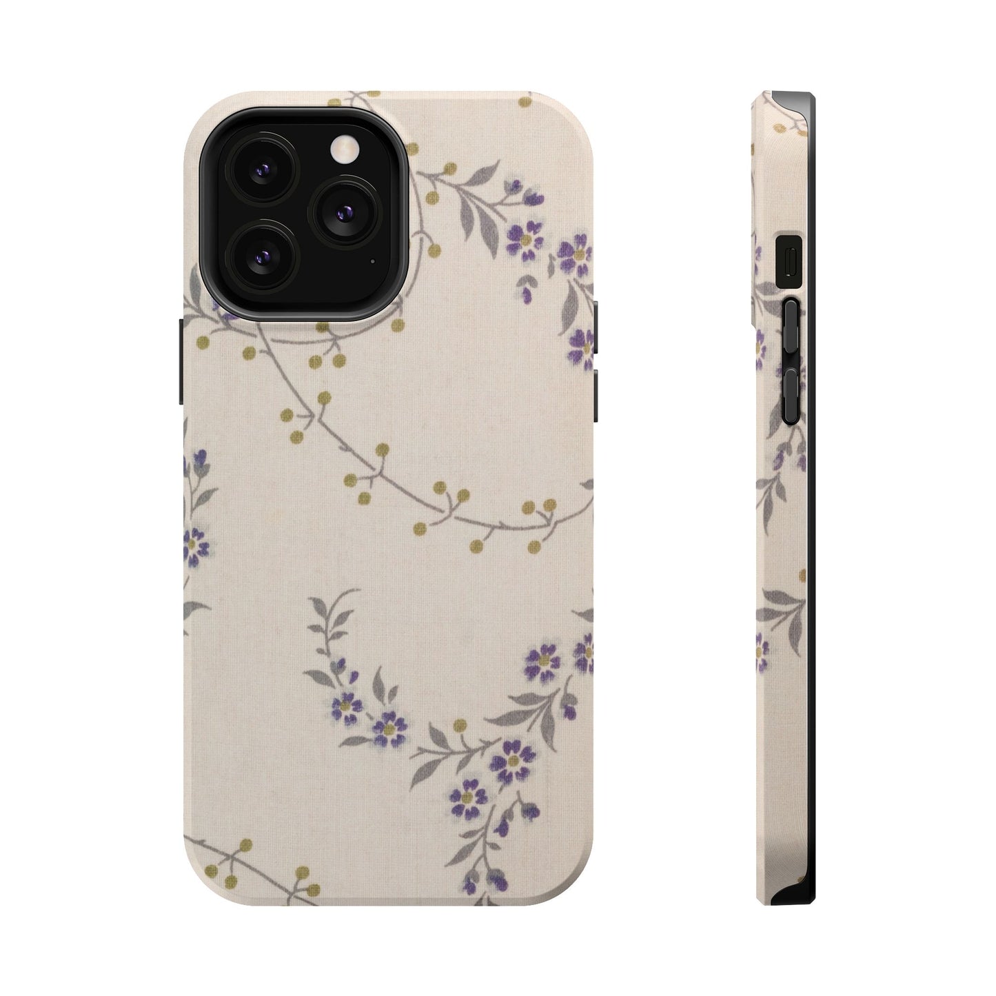 Purple Floral Design - Iphone Magnetic Tough Case