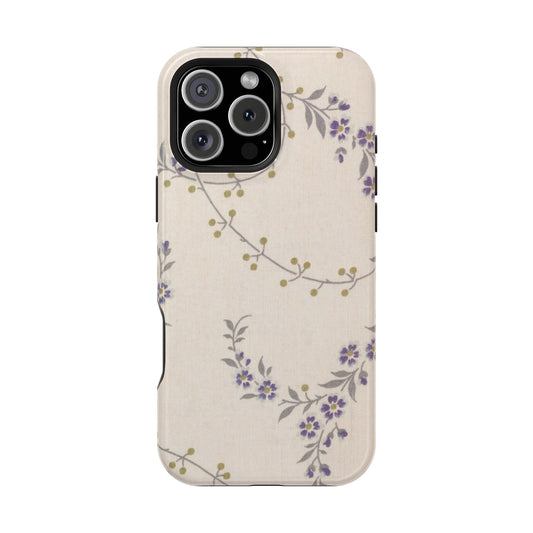 Purple Floral Design - Iphone Magnetic Tough Case