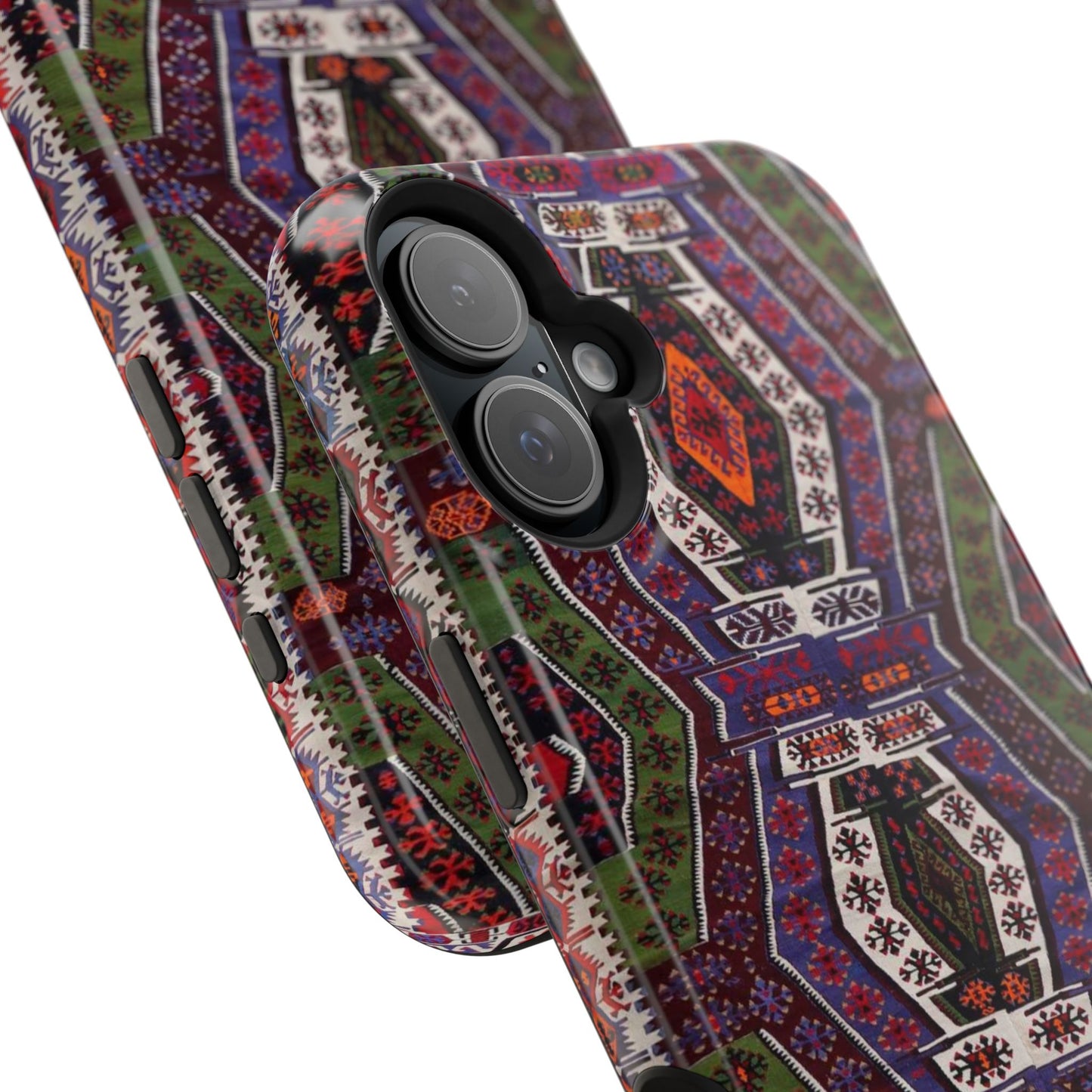 Purple and Green Geometric Design - Iphone Magnetic Tough Case