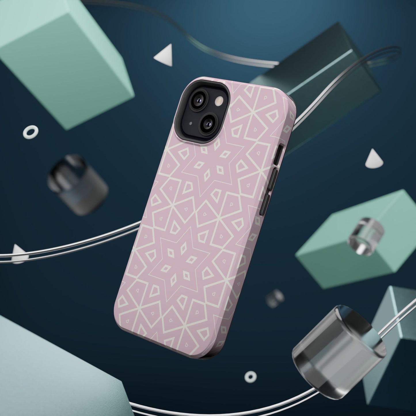 Pink and White Geometric Design Iphone Magnetic Tough Case